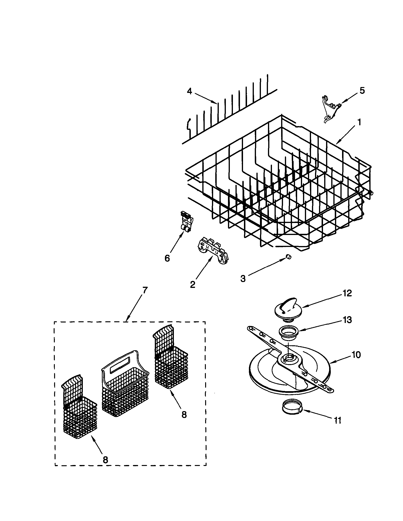 Kenmore 66515819992 lower dishrack diagram