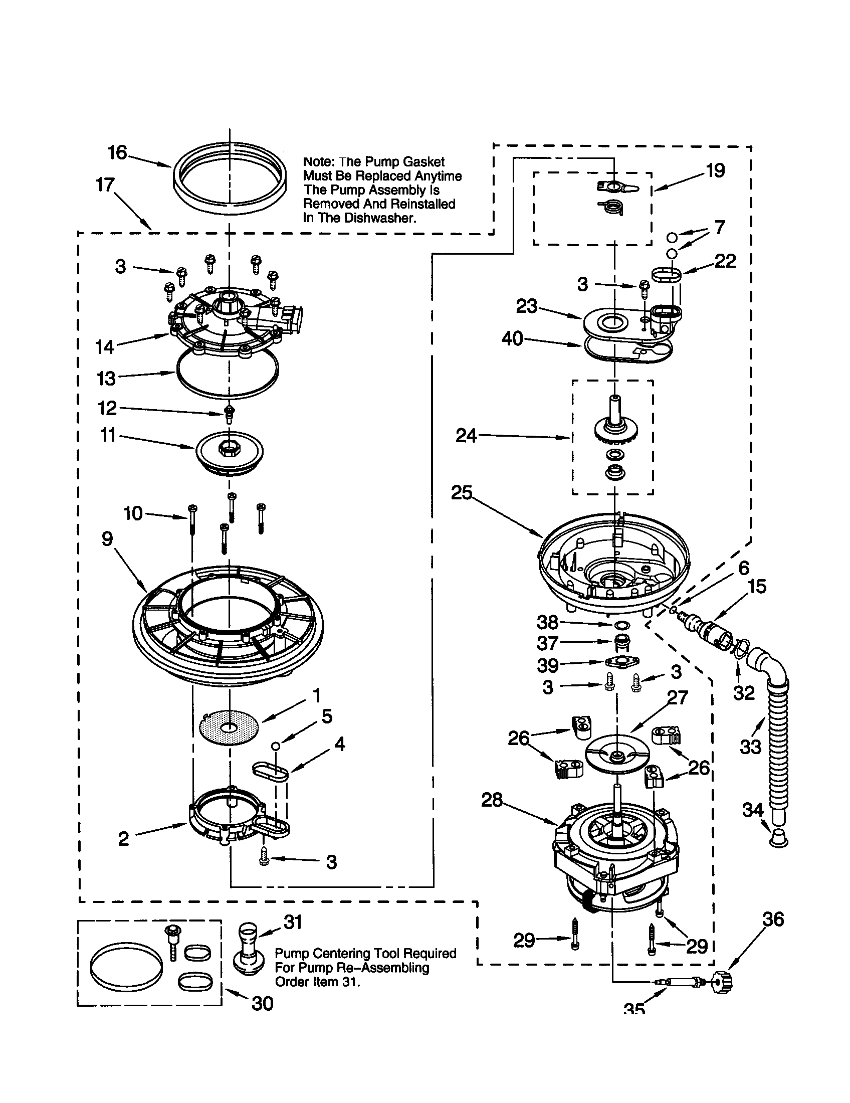 Kenmore 66517701892 pump and motor diagram