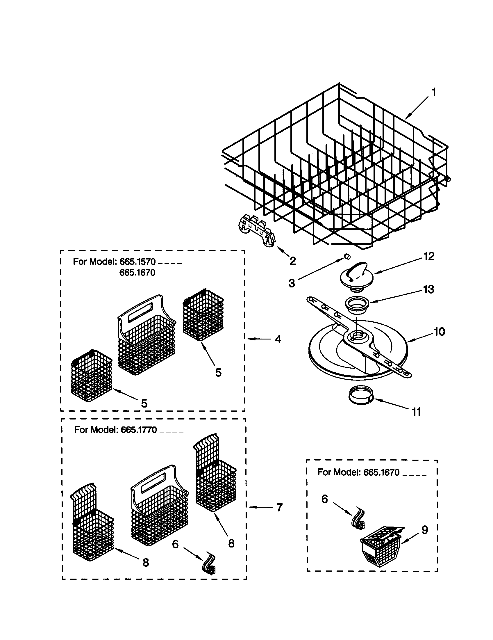 Kenmore 66517701892 lower dishrack diagram