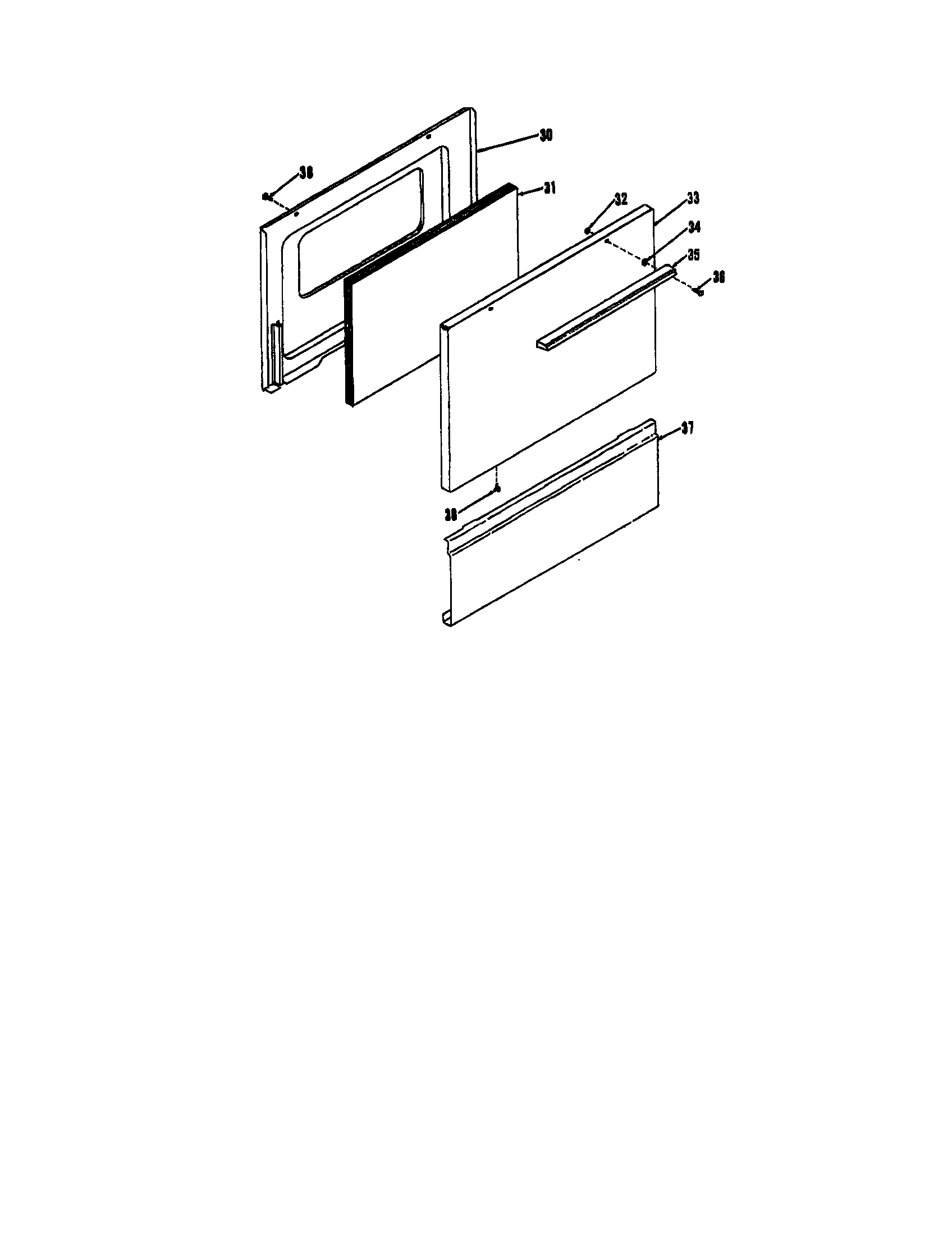 Kenmore 1199058510 oven door and snap-on panel diagram