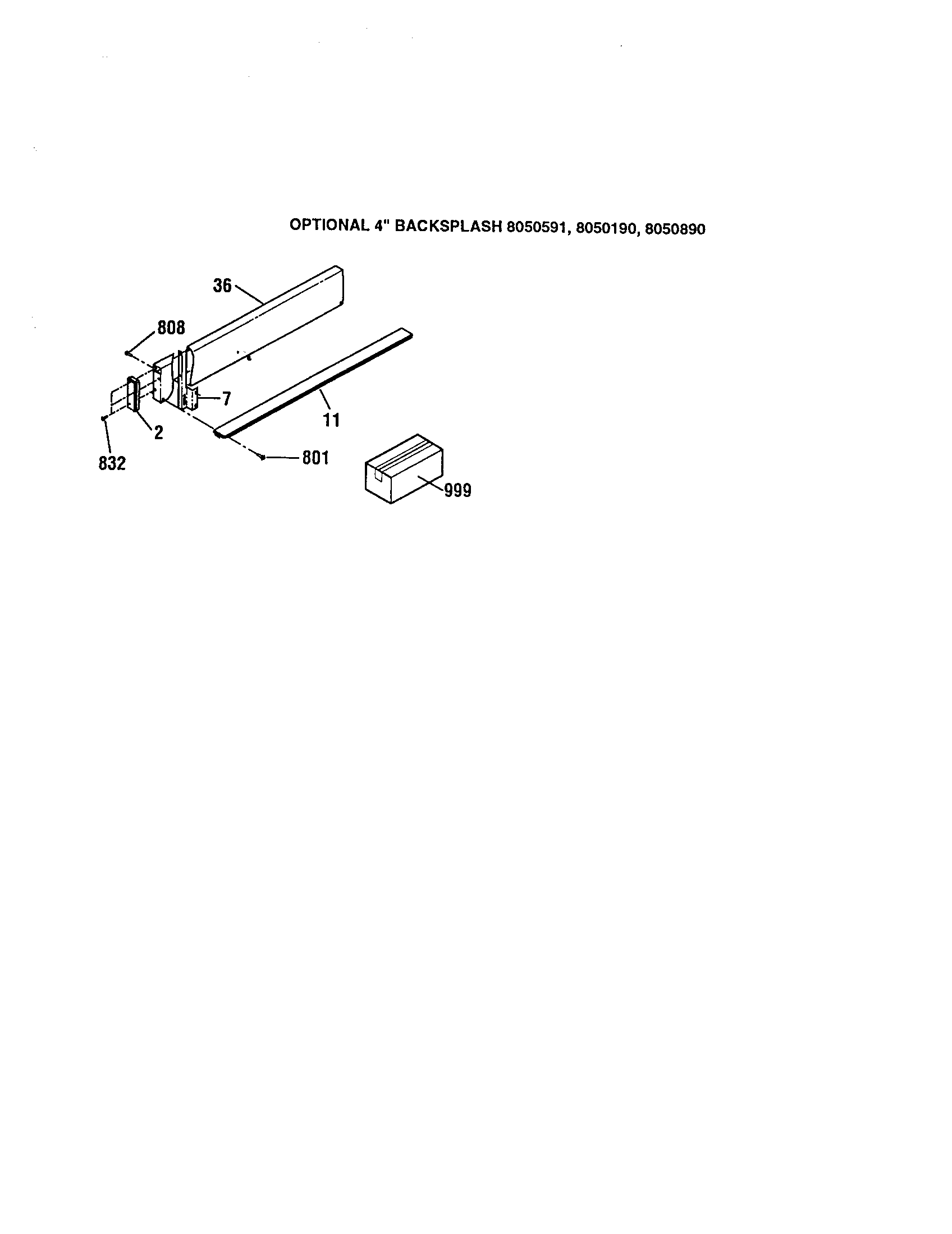 Kenmore 91146244896 optional 4" backsplash diagram