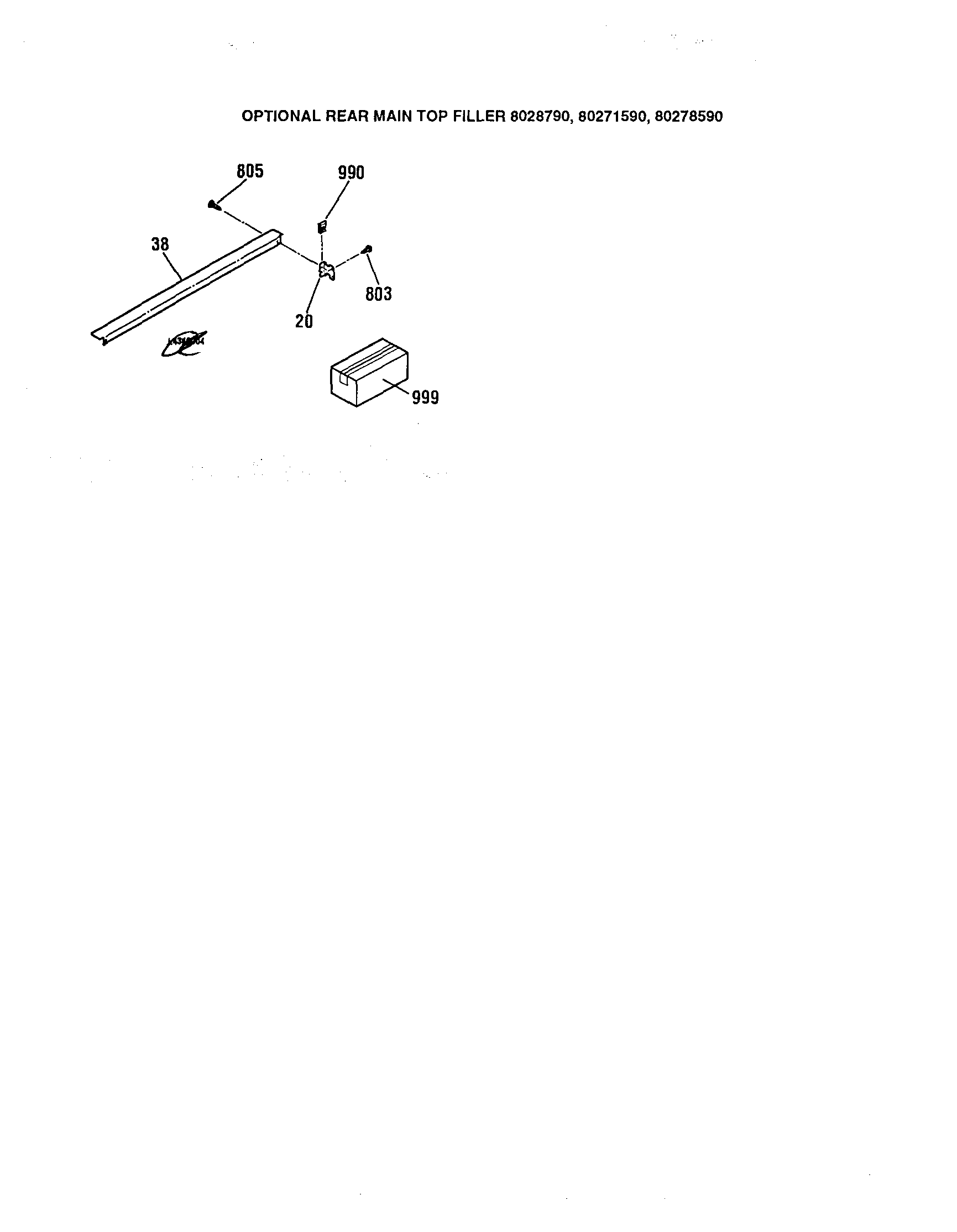 Kenmore 91146244896 optional rear maintop filler diagram
