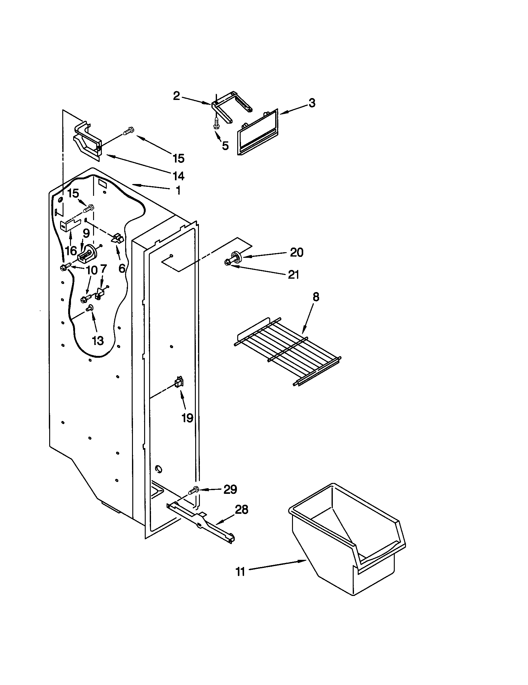 Kenmore 10659094993 freezer liner diagram