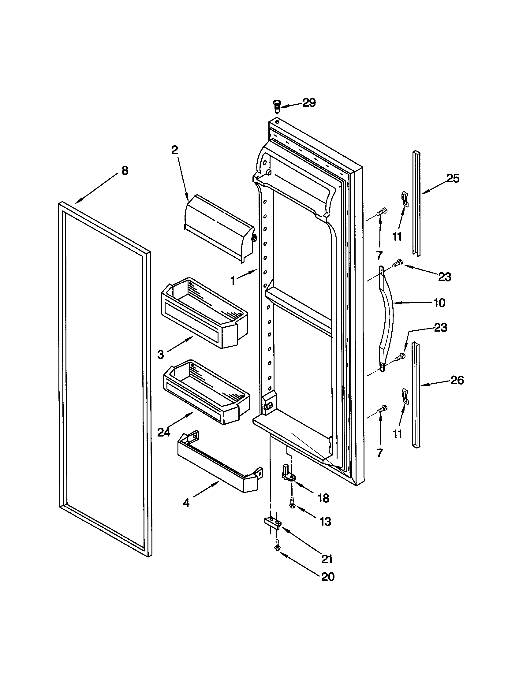 Kenmore 10659094993 refrigerator door diagram