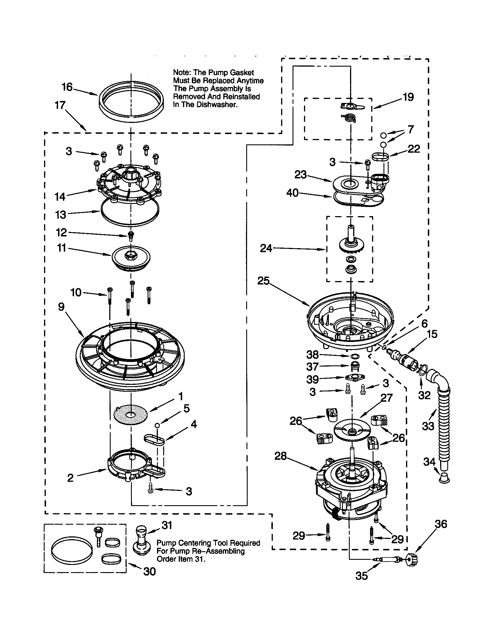 Kenmore 66516669993 pump and motor diagram