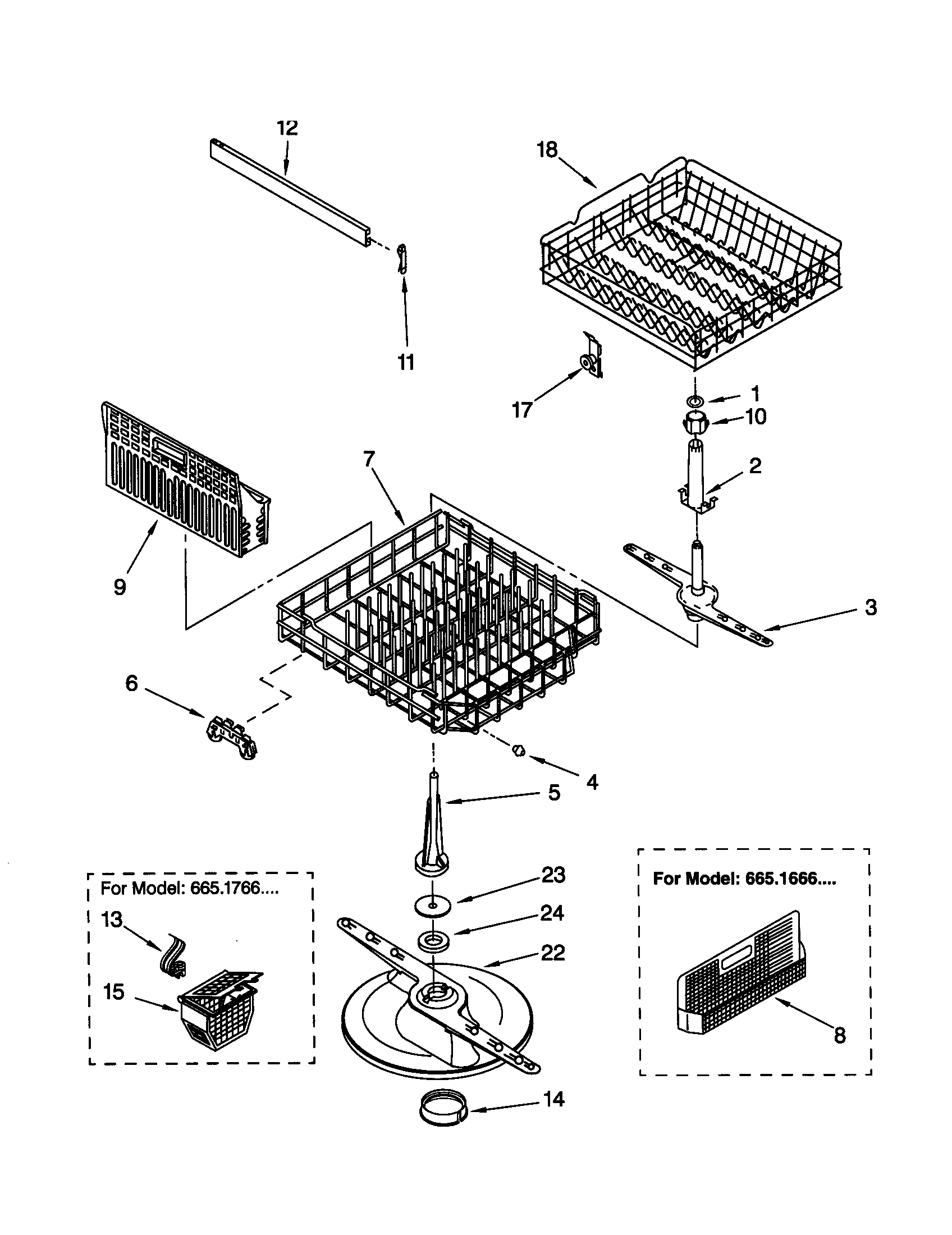 Kenmore 66516669993 dishrack diagram