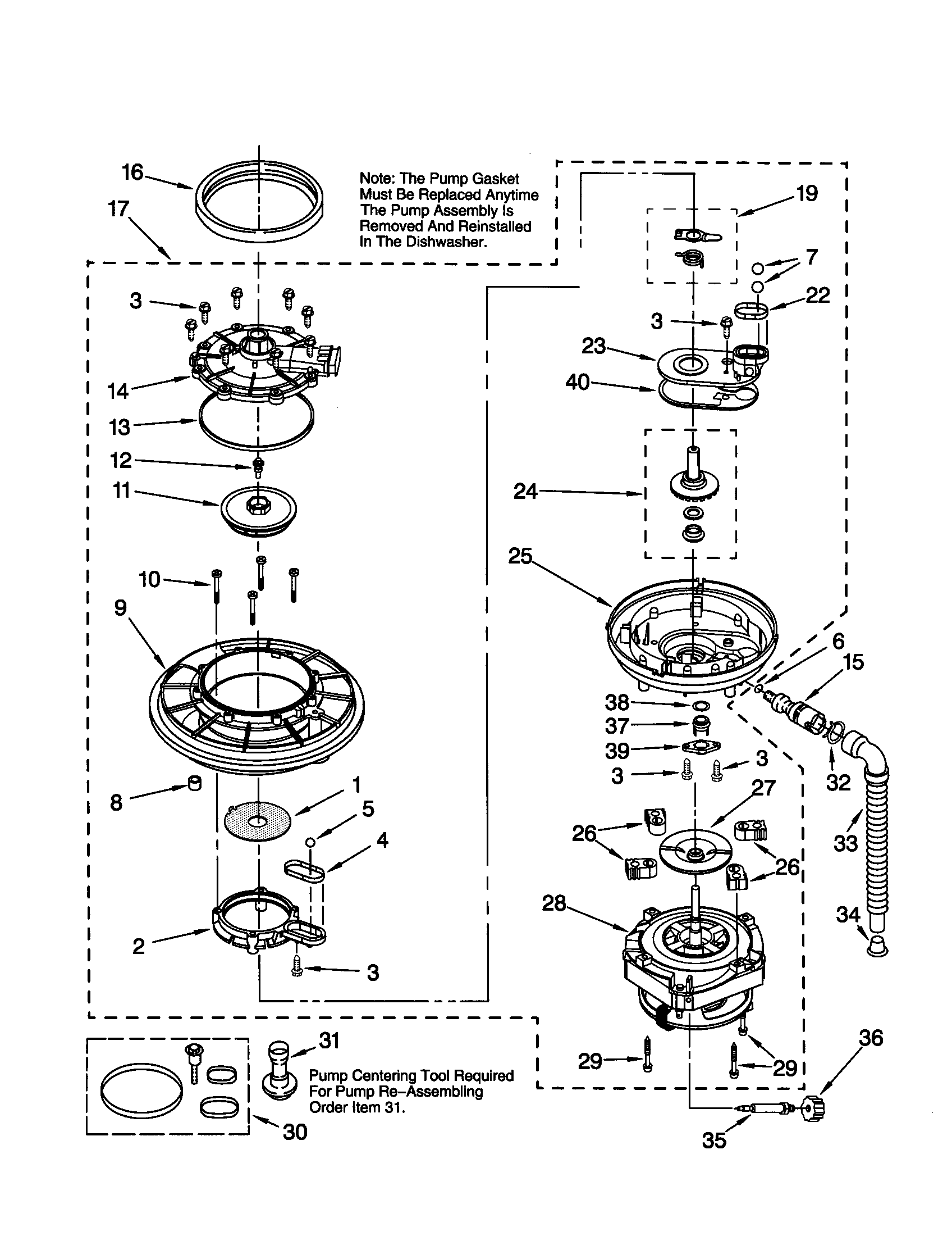 Kenmore 66516779992 pump and motor diagram