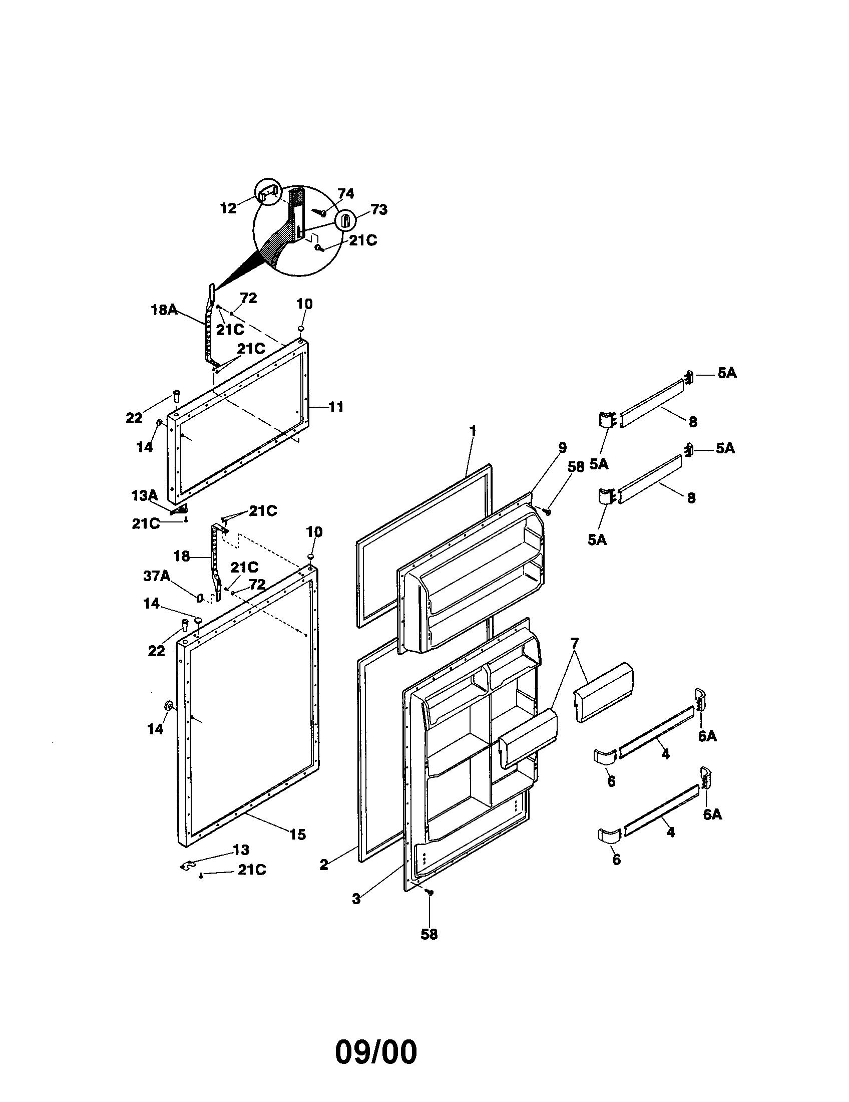 Kenmore 25360822001 door diagram