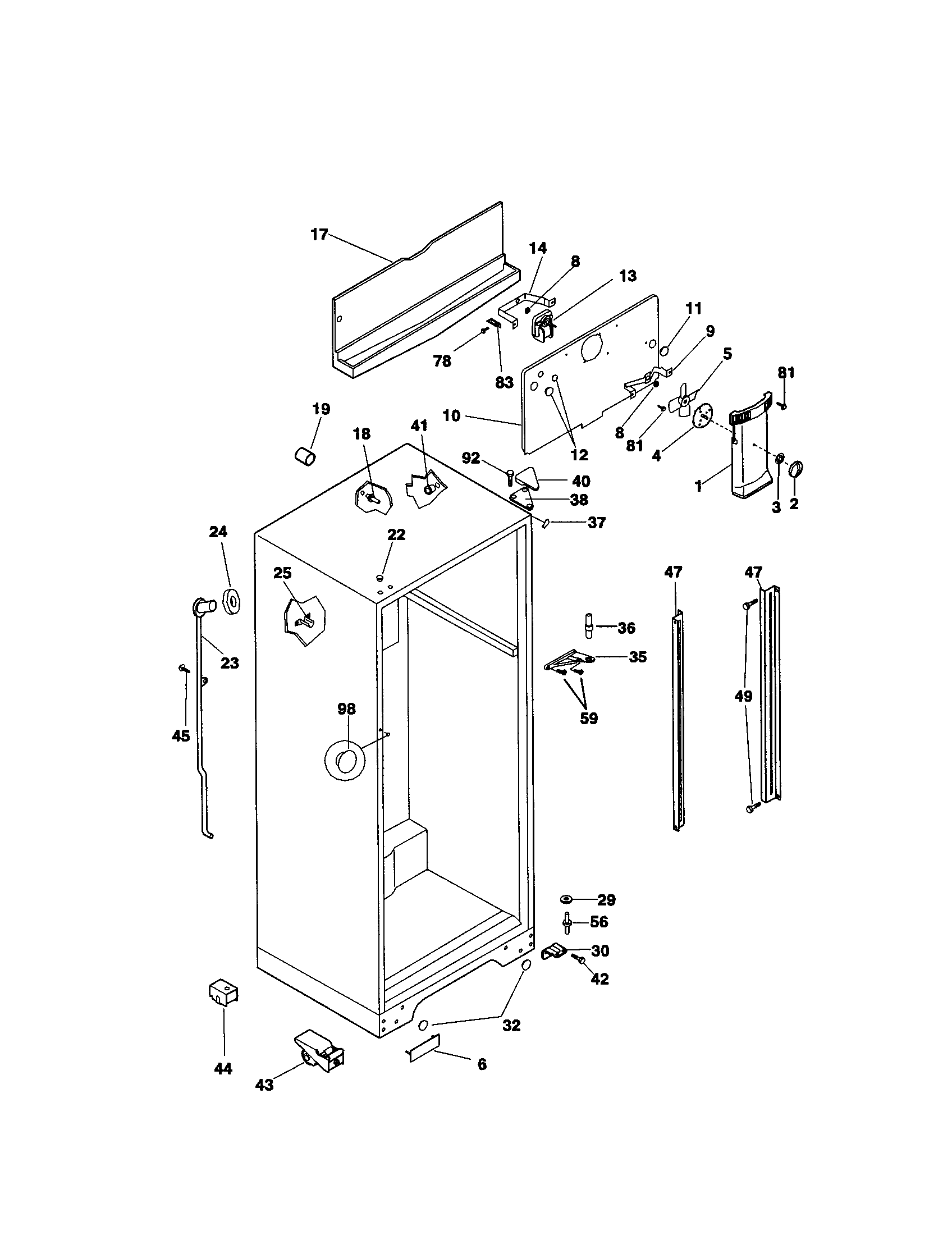 Kenmore 25360822001 cabinet diagram