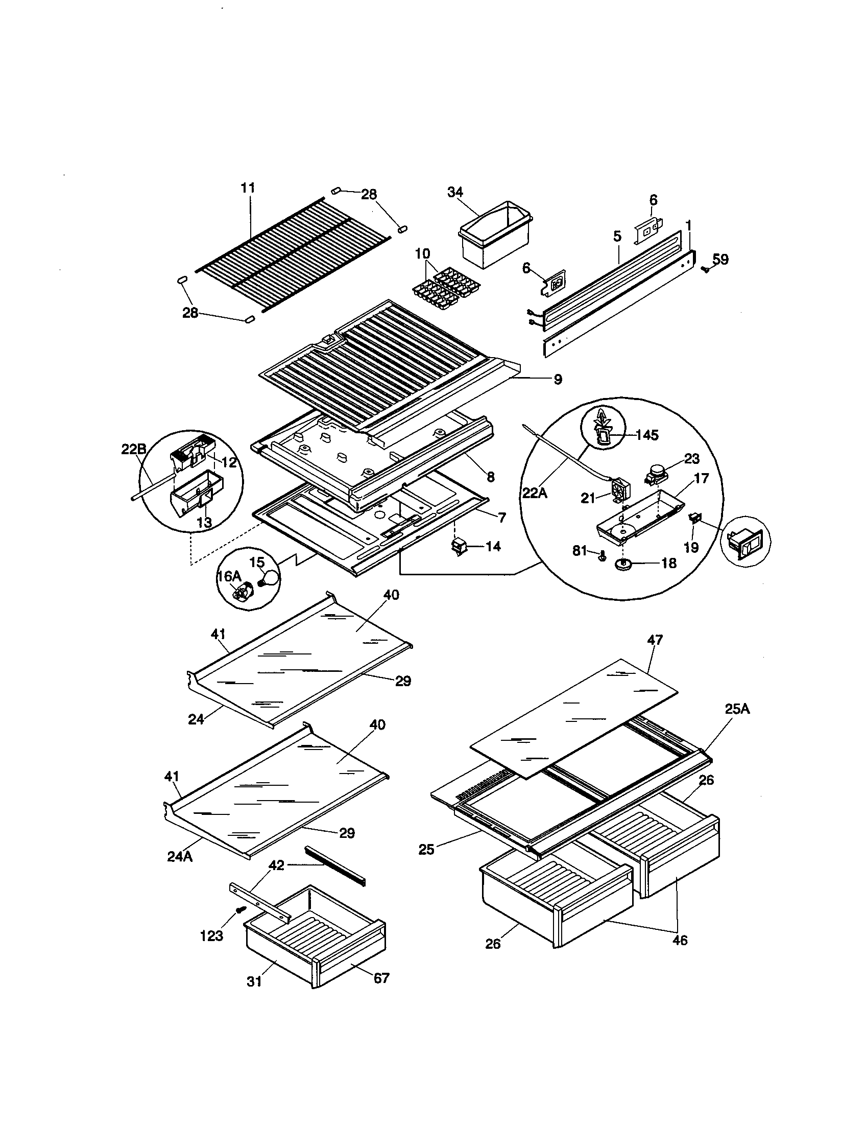 Kenmore 25360822001 shelves diagram