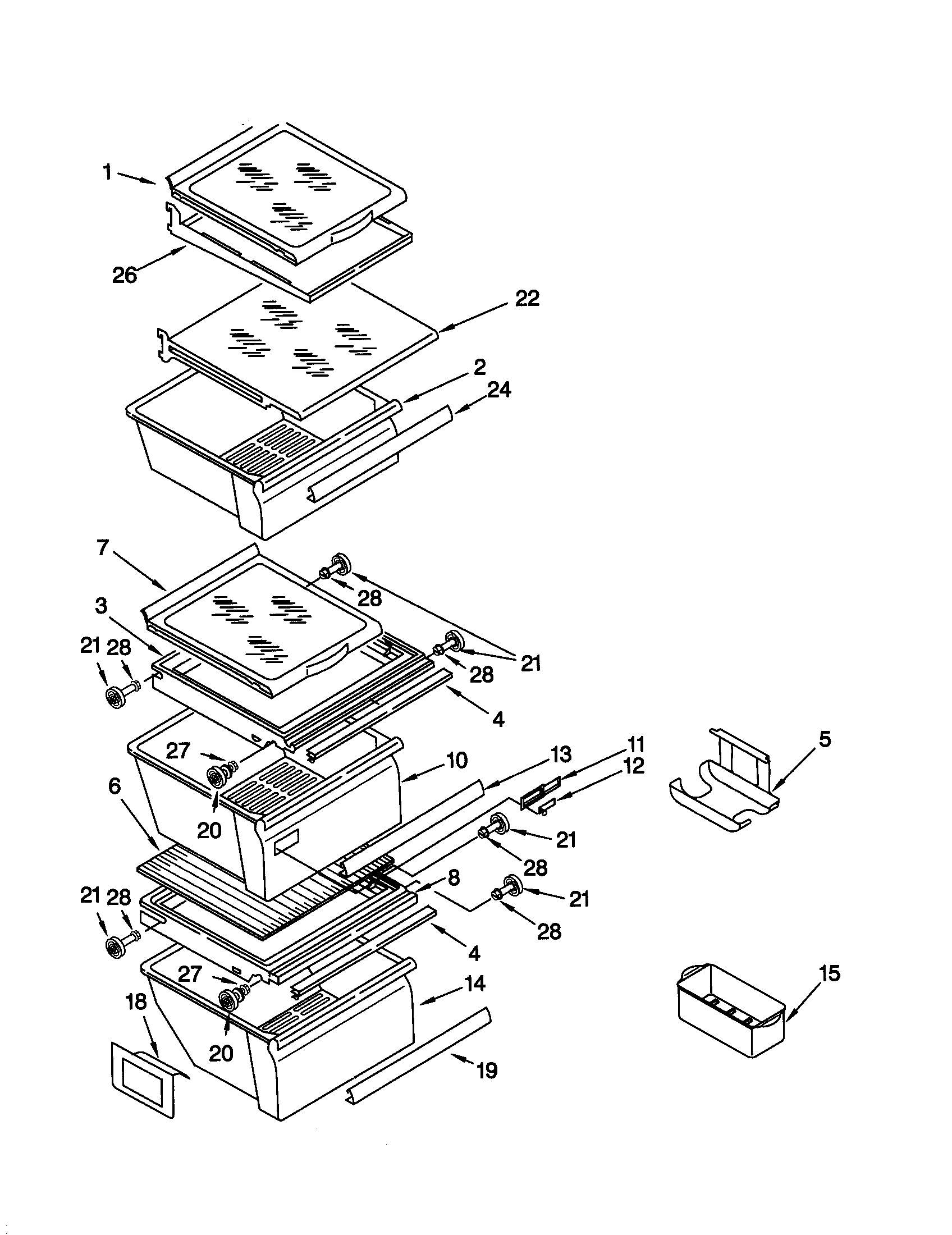 Kenmore Elite 10650584000 refrigerator shelf diagram