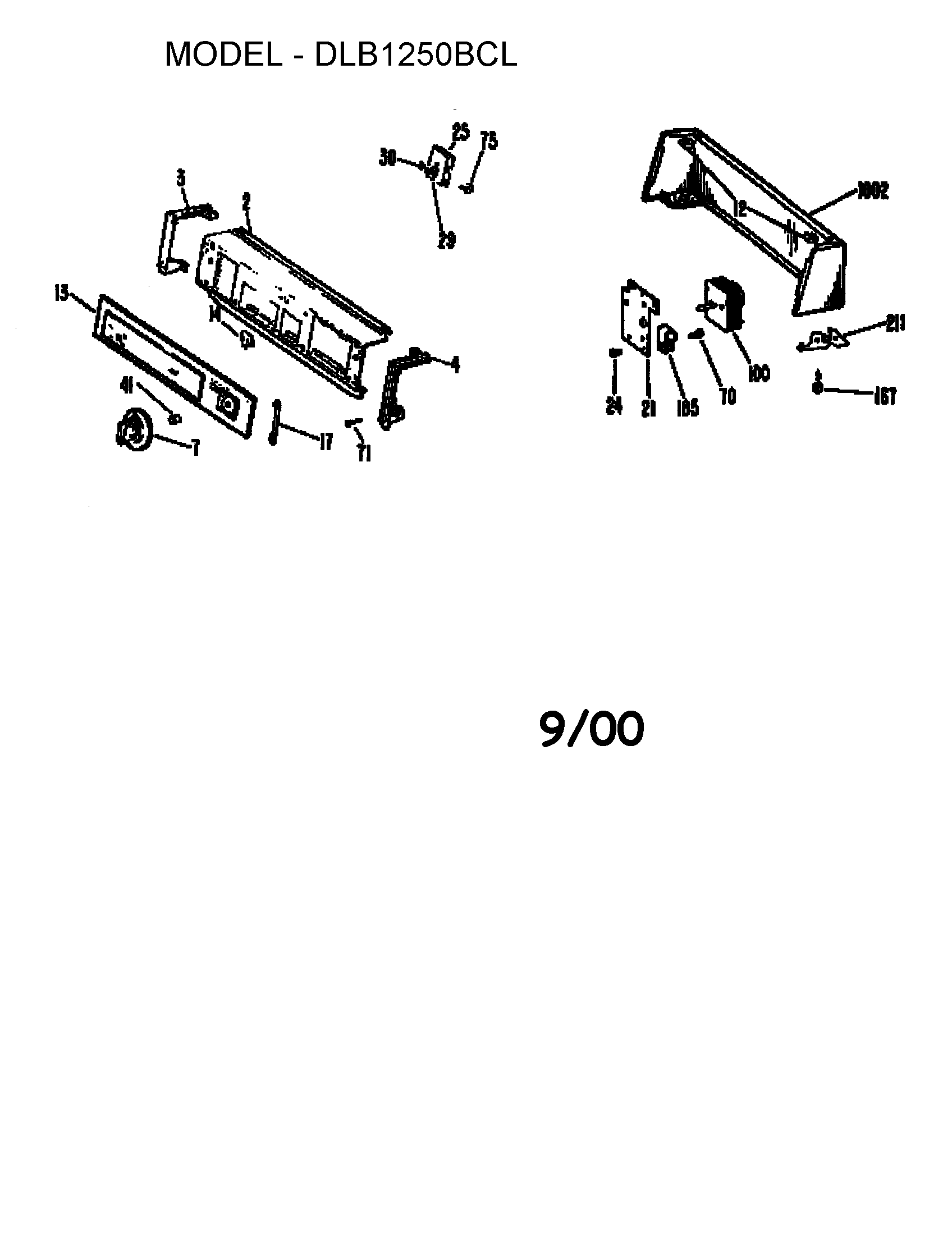 Hotpoint DLB1250BCL esctucheon diagram