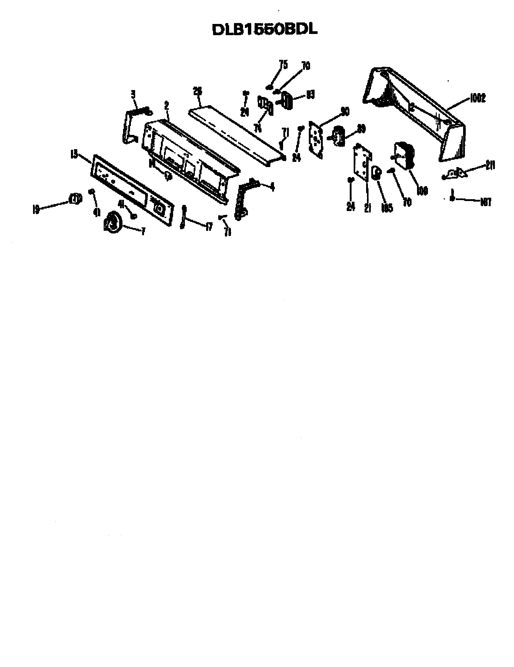 Hotpoint DLB1250BCL top trim diagram