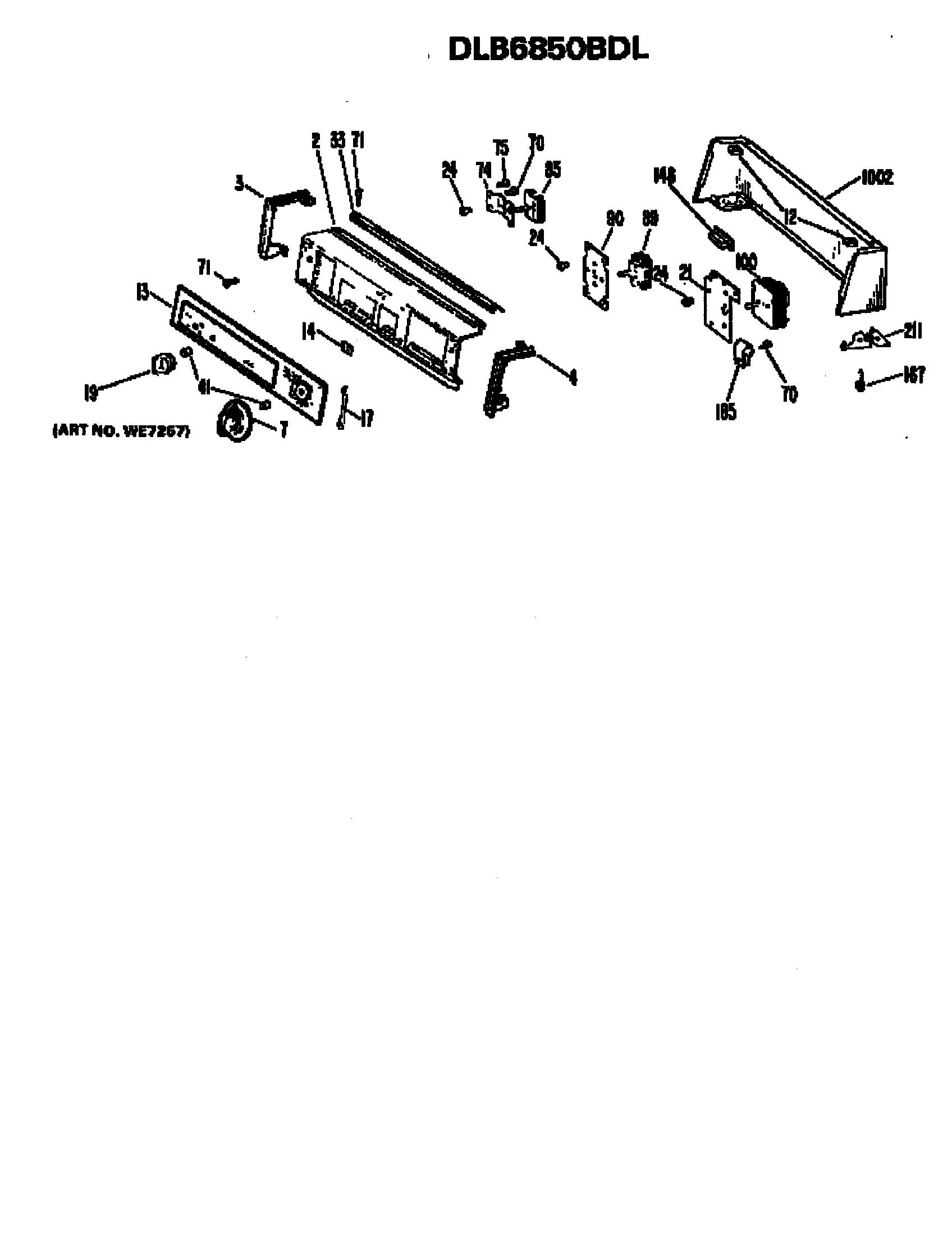 Hotpoint DLB1250BCL switch trim diagram