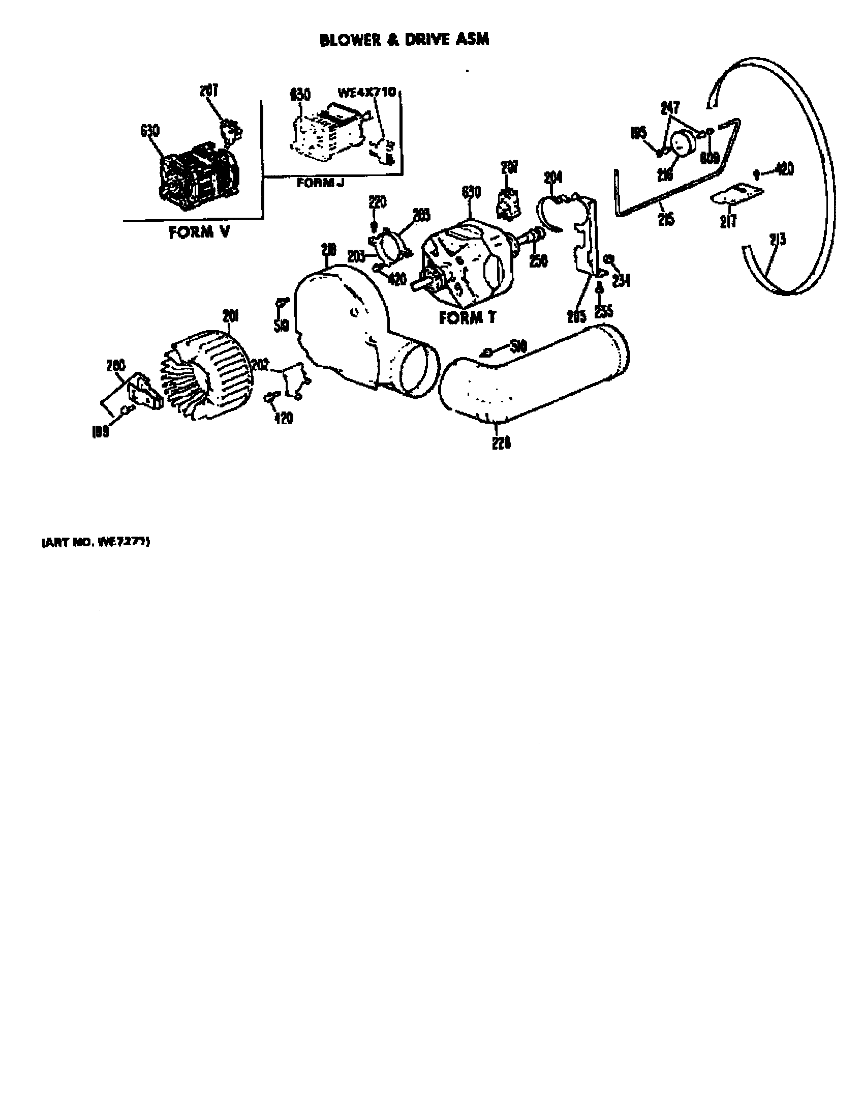 Hotpoint DLB1250BCL blower and drive assembly diagram