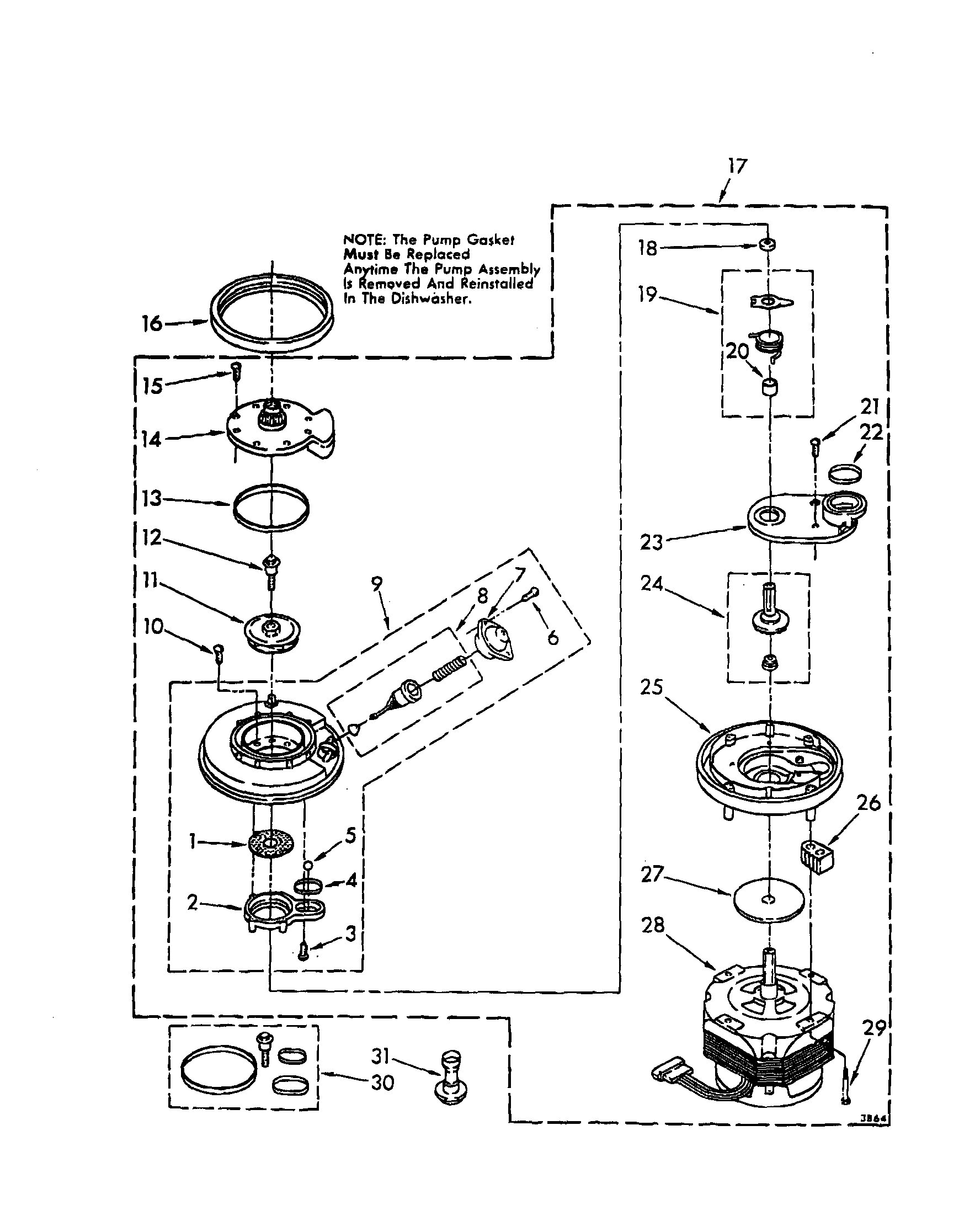 Kenmore 6651678582 pump and motor diagram