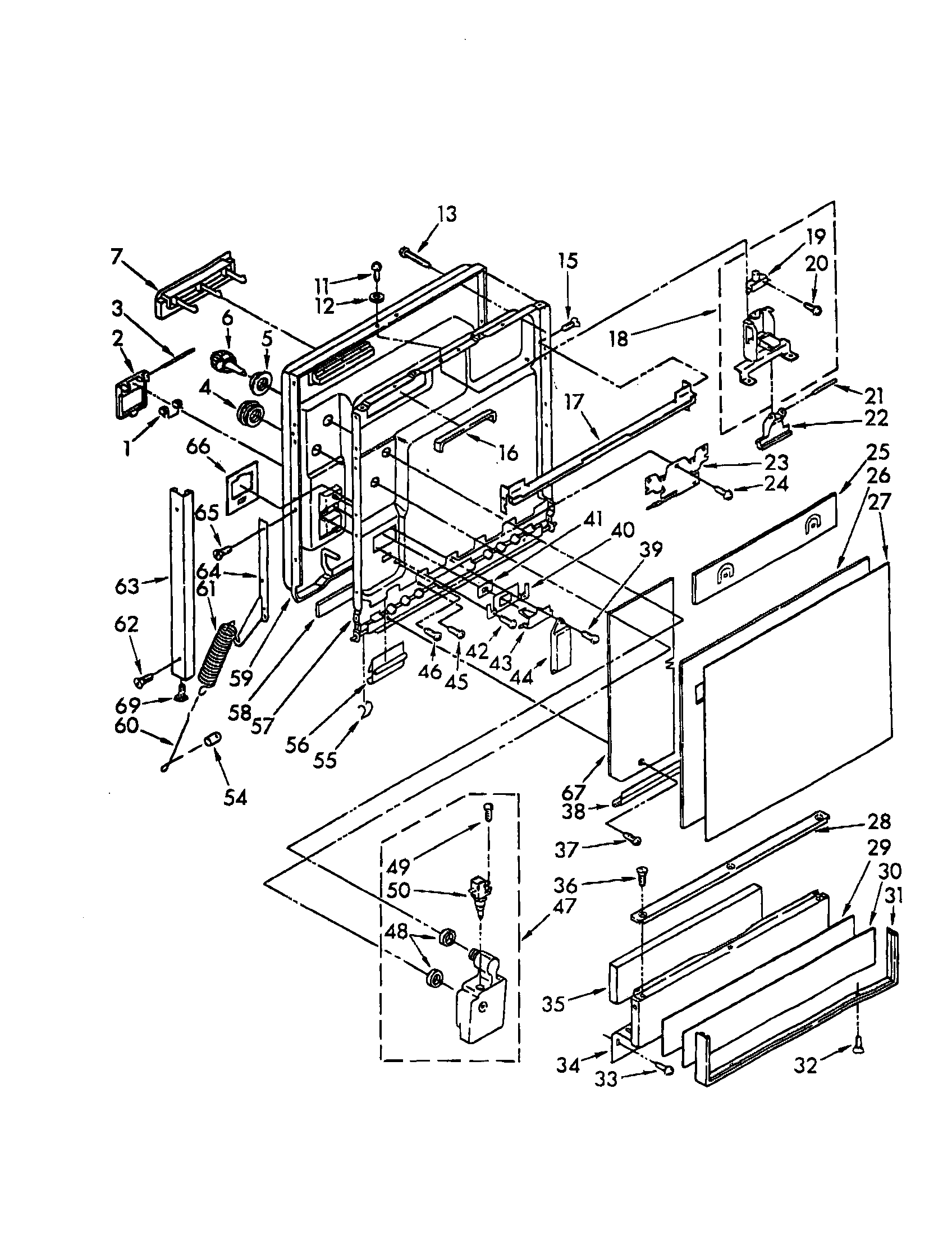 Kenmore 6651678582 door and toe panel diagram