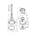 Whirlpool LA6800XTM0 agitator, basket and tub diagram