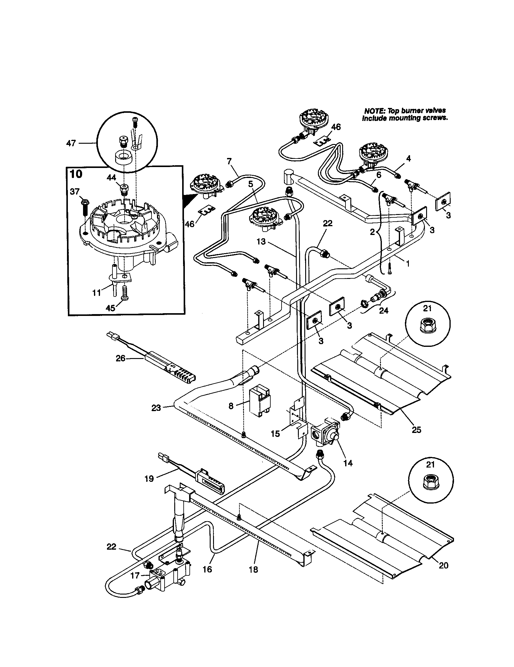 Frigidaire FGF354BGWD burner diagram