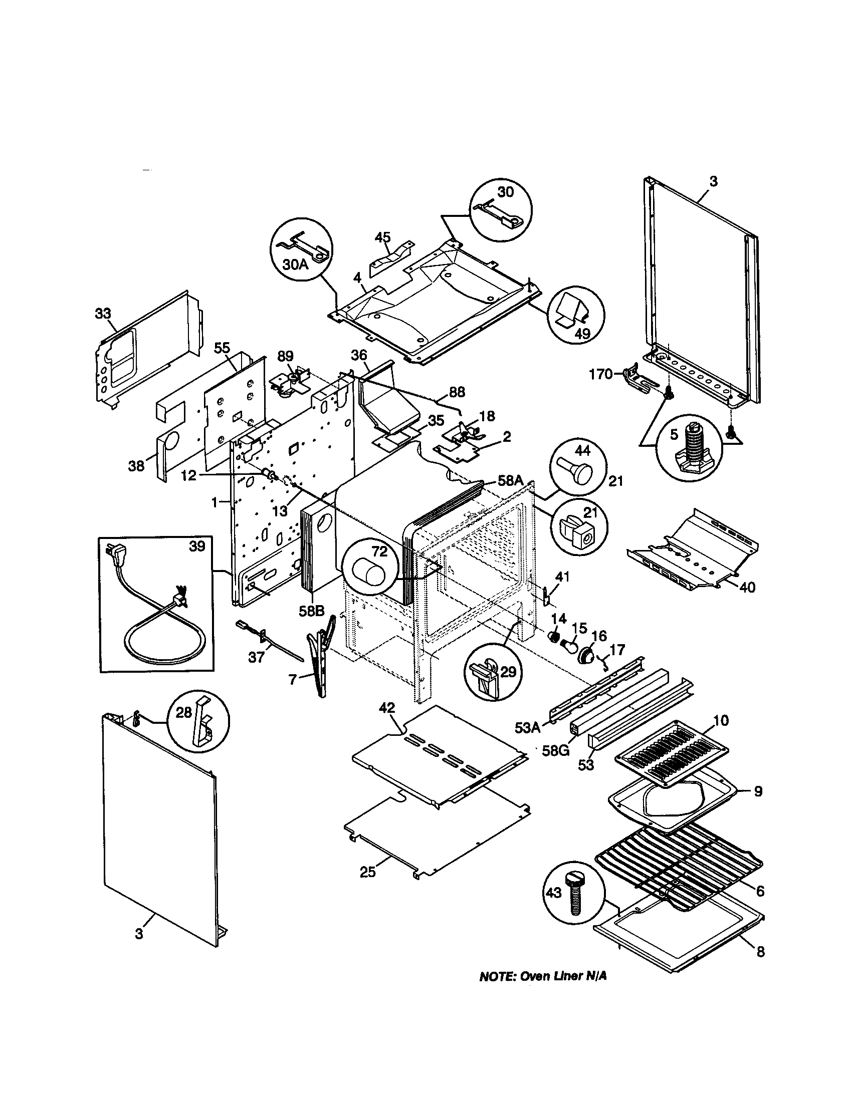 Frigidaire FGF354BGWD body diagram