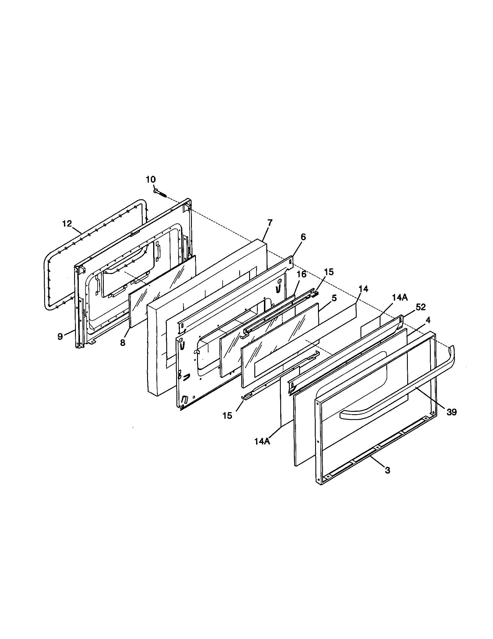 Frigidaire FGF354BGWD door diagram