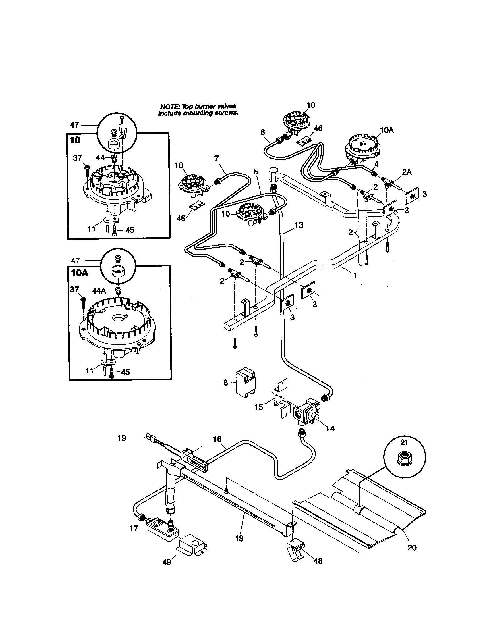 Tappan TGF336BHWC burner diagram