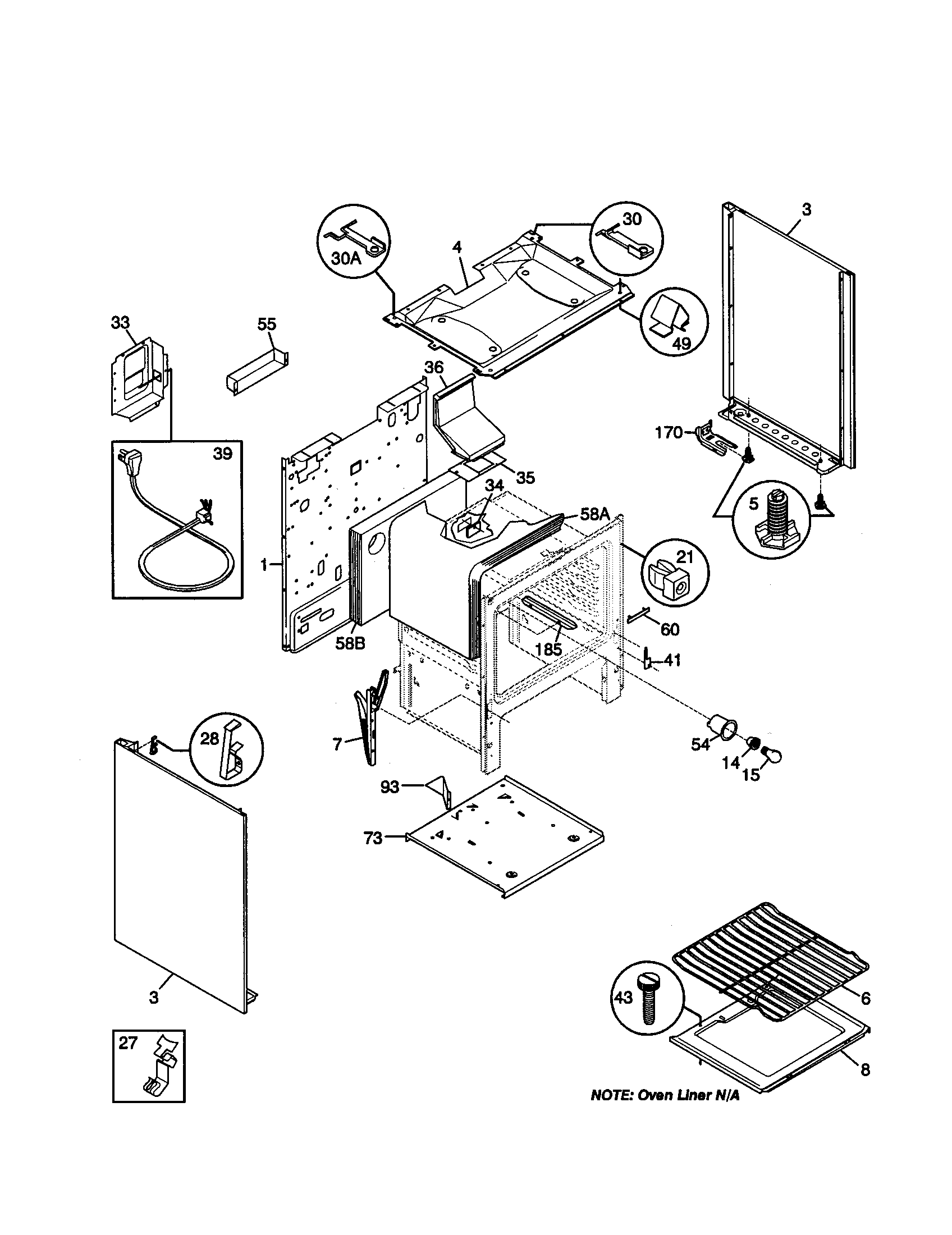 Tappan TGF336BHWC body diagram