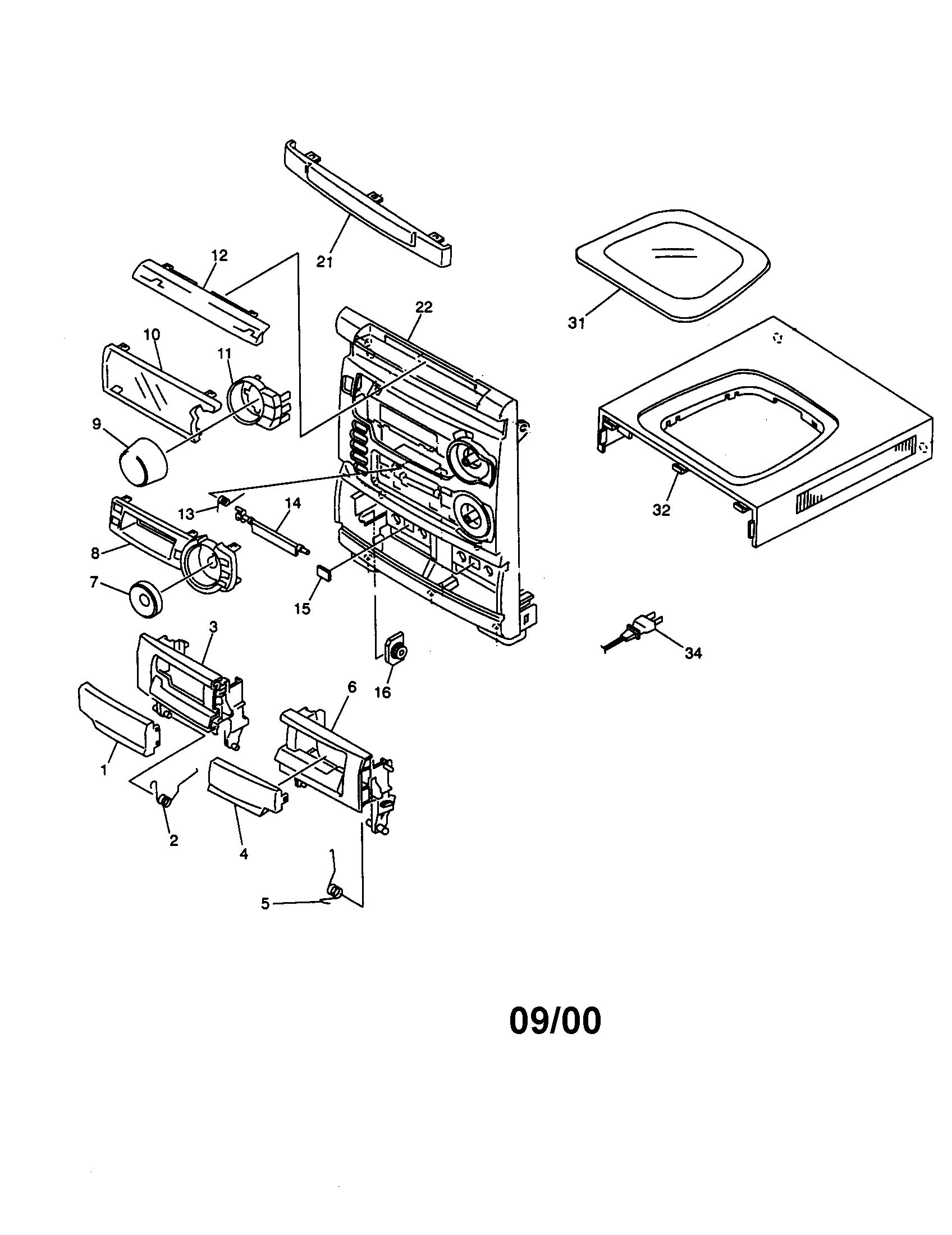 Aiwa XR-H33MD tabletop diagram