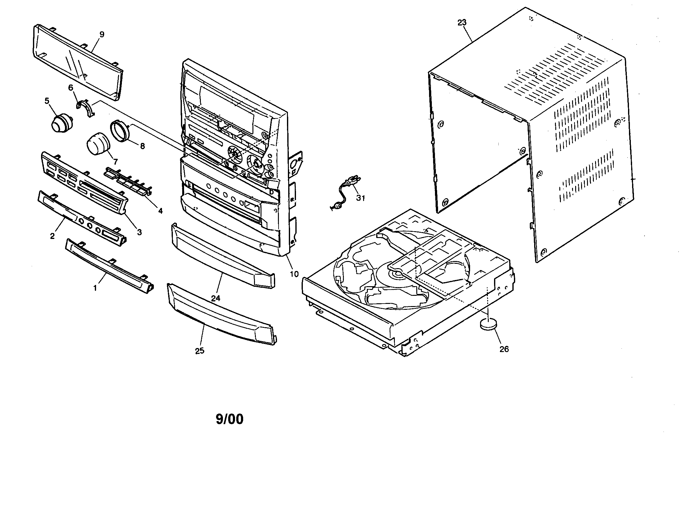 Aiwa XR-H66MD tabletop diagram