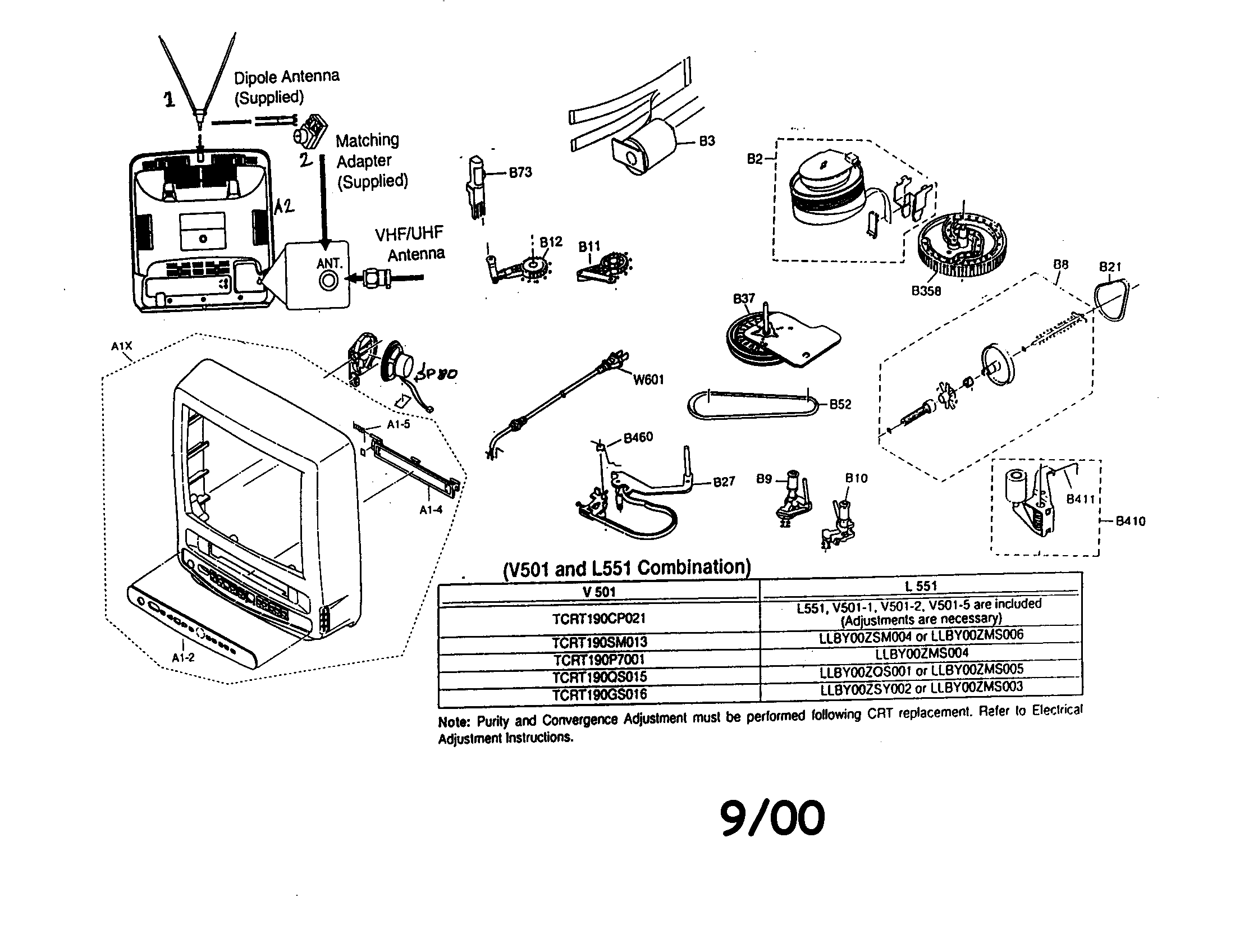 Zenith TVSB1340 tv/vcr combo diagram