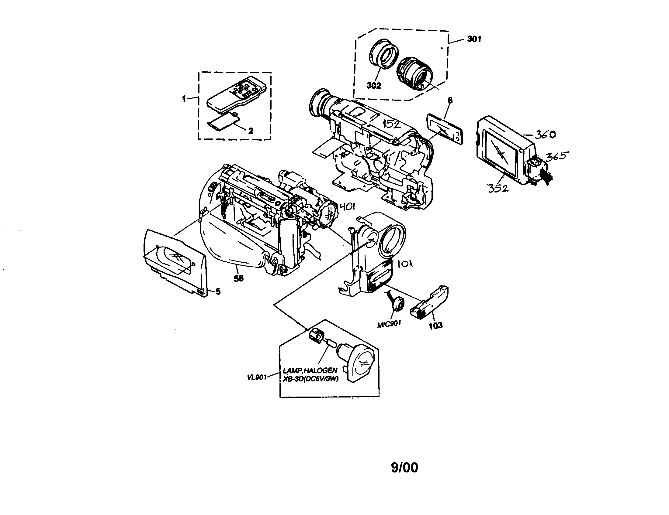Sony CCD-TRV43 8mm camcorder diagram