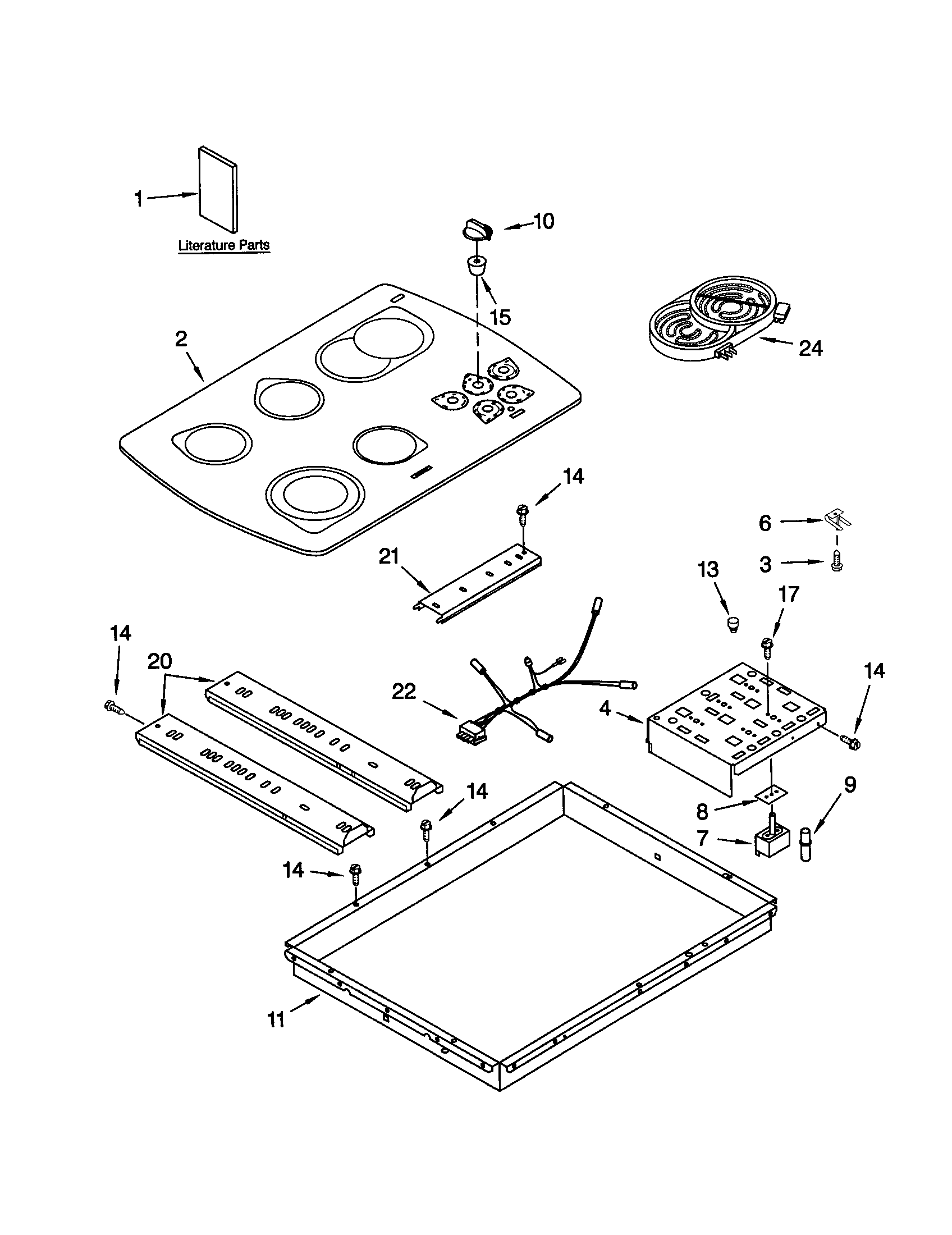 KitchenAid KECC562GBTW cooktop diagram