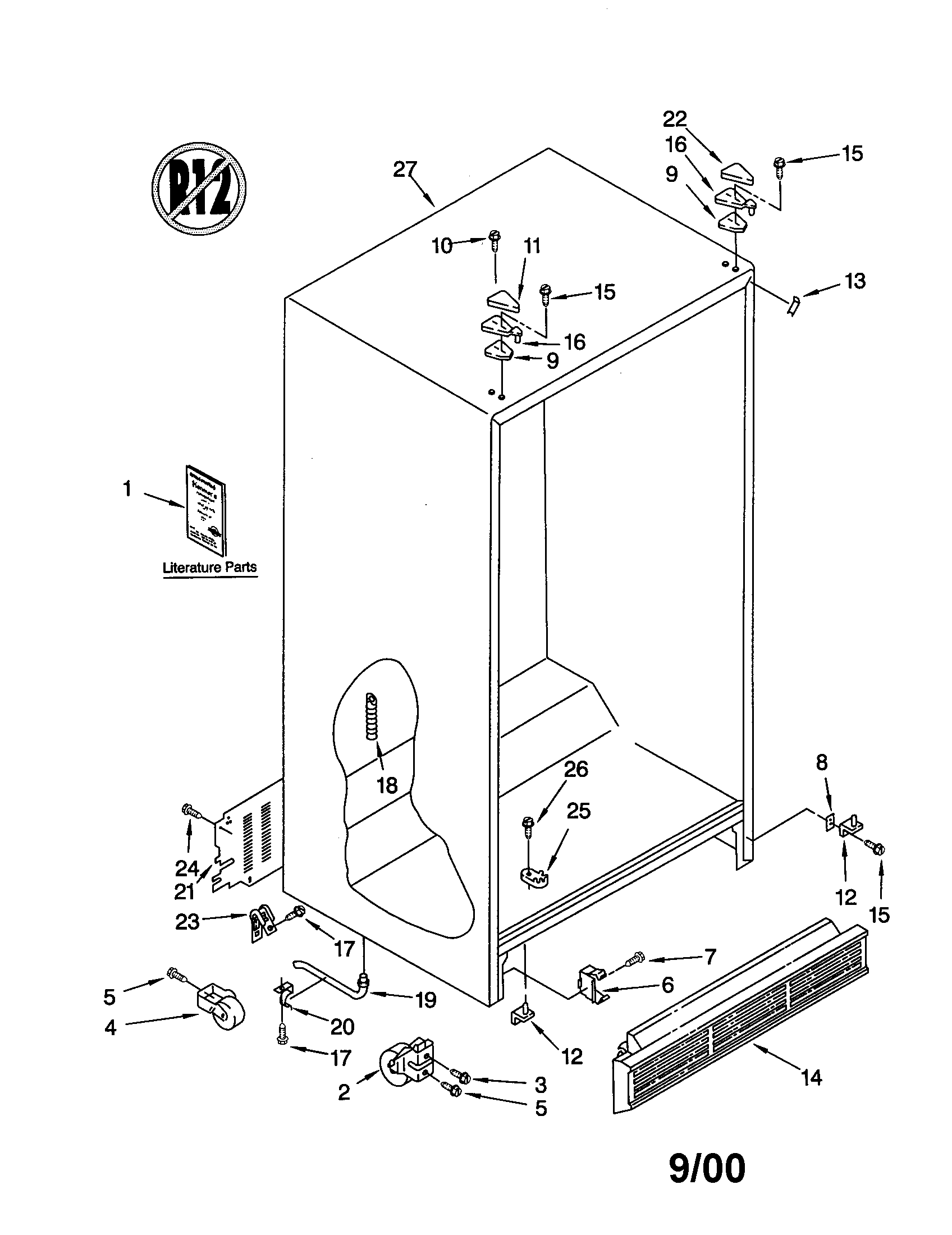 KitchenAid KSRS22KGBT01 cabinet diagram