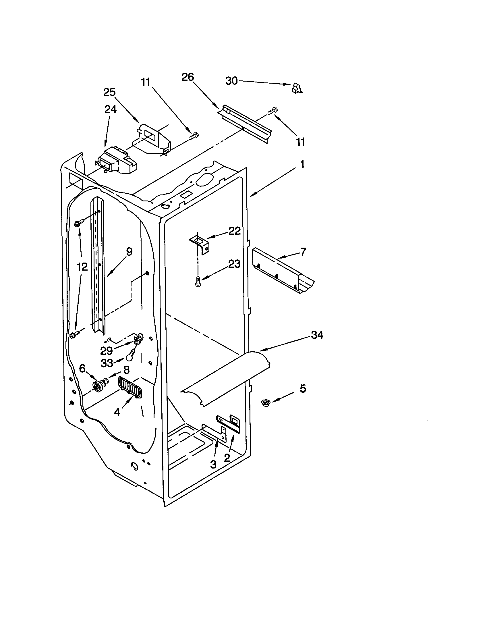 KitchenAid KSRS22KGBT01 refrigeator liner diagram