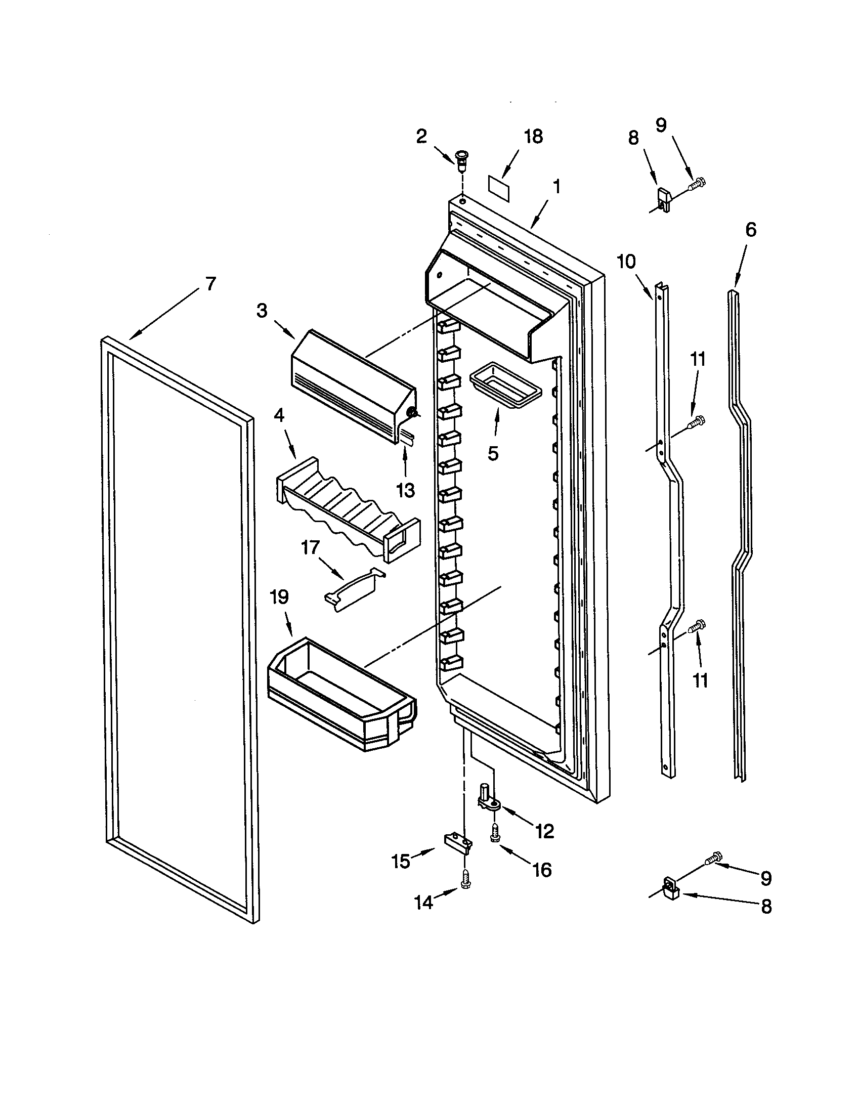 KitchenAid KSRS22KGBT01 refrigeator door diagram