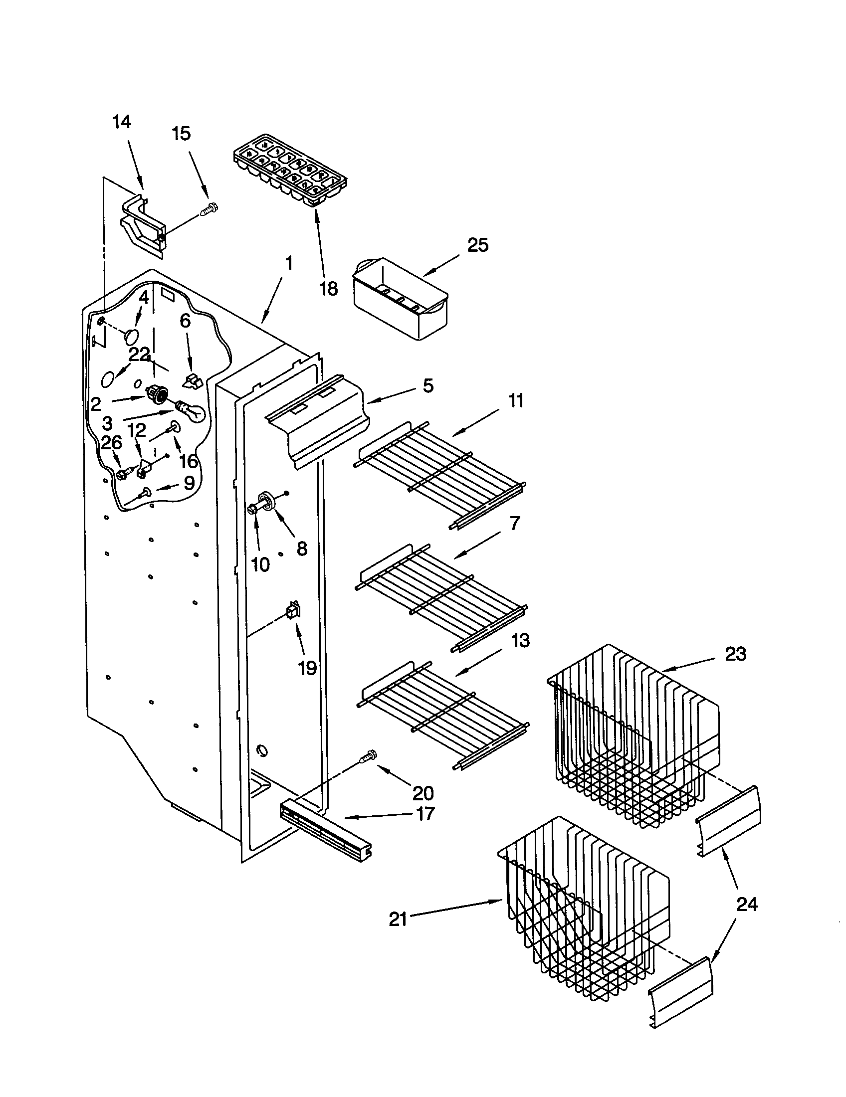 KitchenAid KSRS22KGBT01 freezer liner diagram