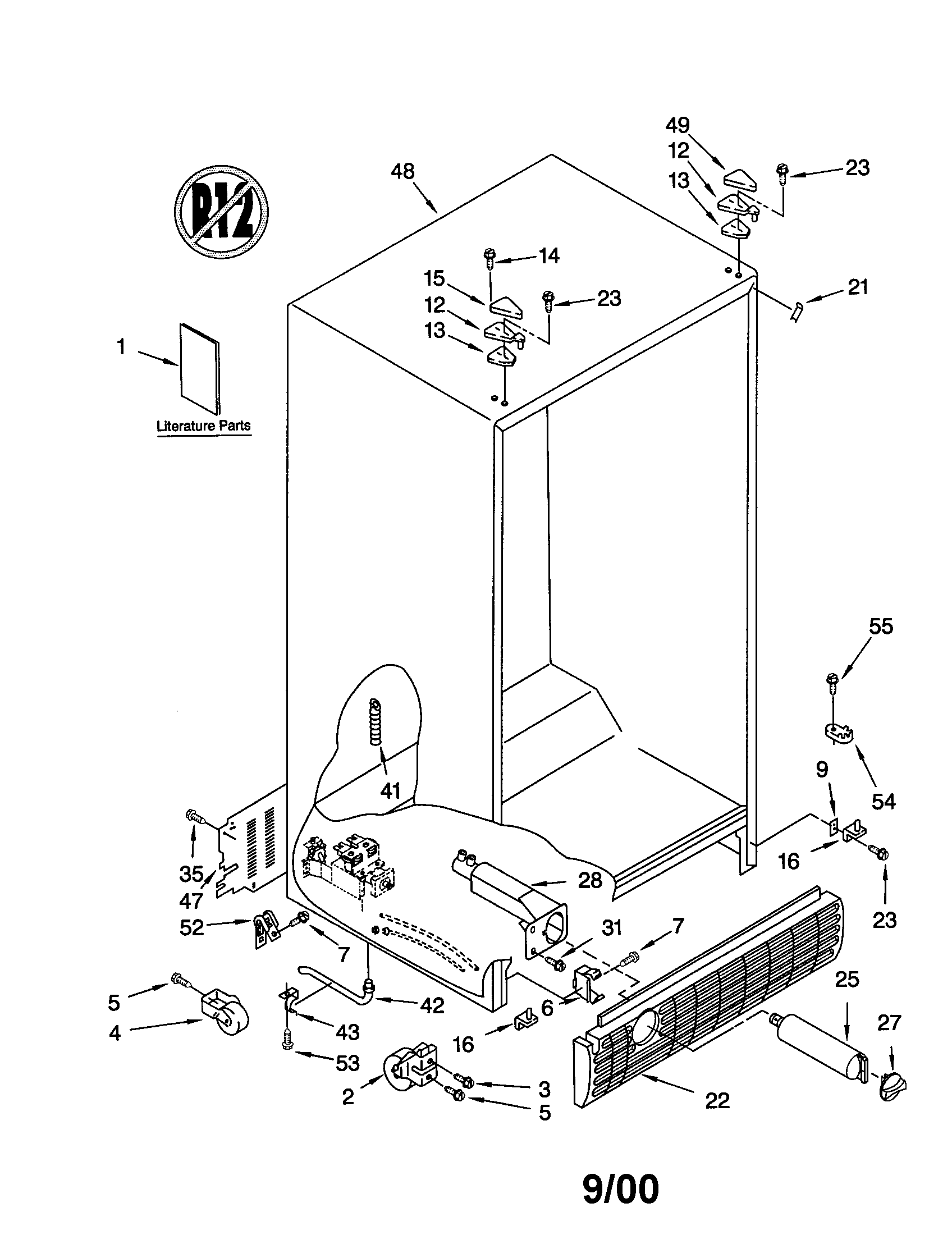 KitchenAid KSRW25FHWH00 cabinet diagram