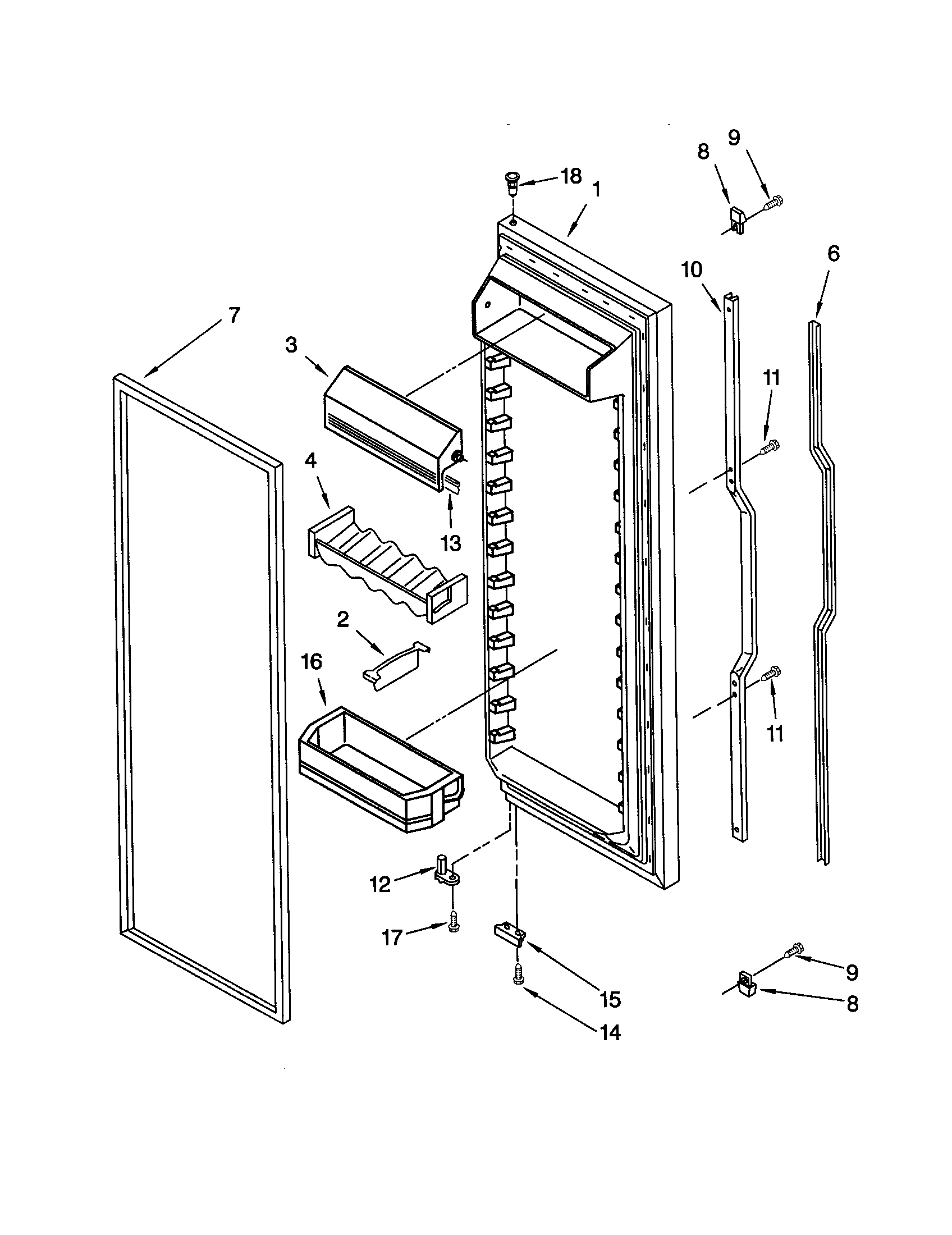 KitchenAid KSRW25FHWH00 refrigerator door diagram