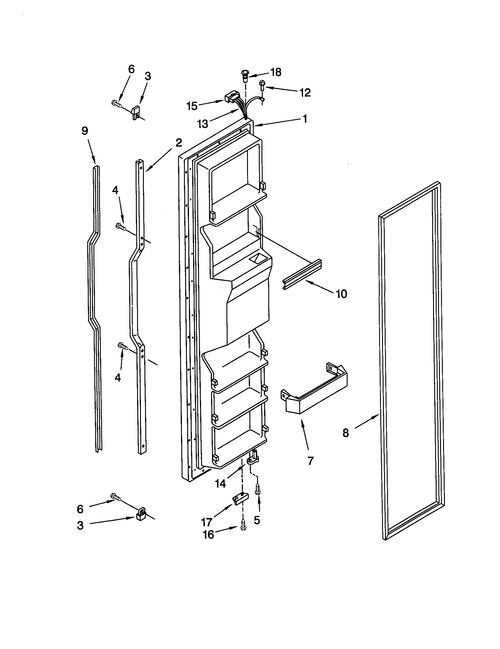 KitchenAid KSRW25FHWH00 freezer door diagram
