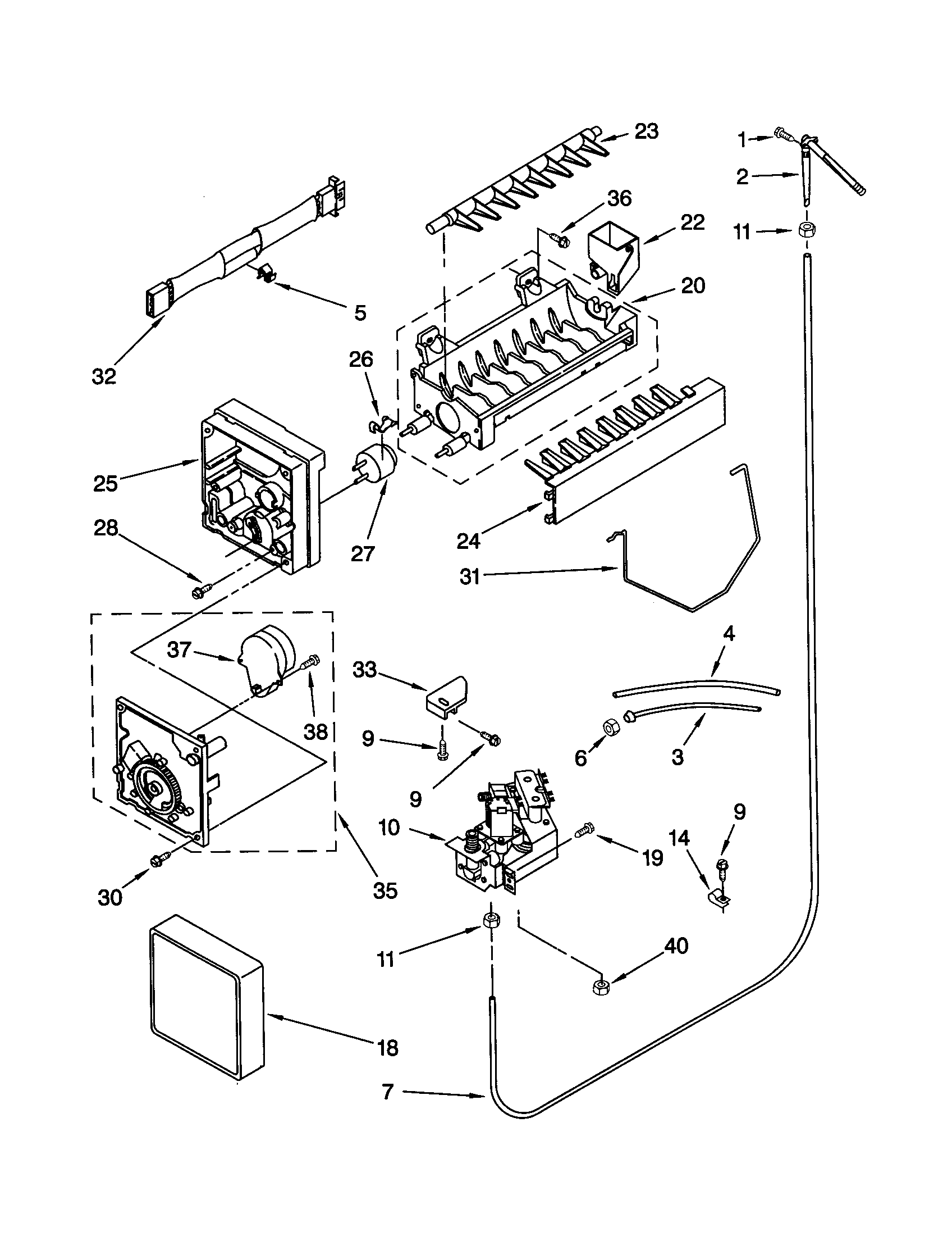 KitchenAid KSRW25FHWH00 icemaker diagram