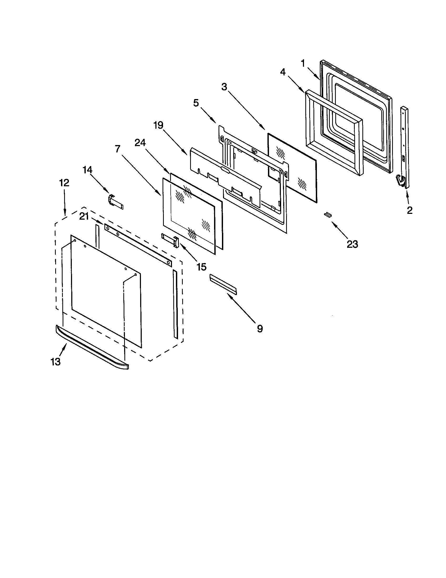 KitchenAid KEBS278DBS7 oven door diagram