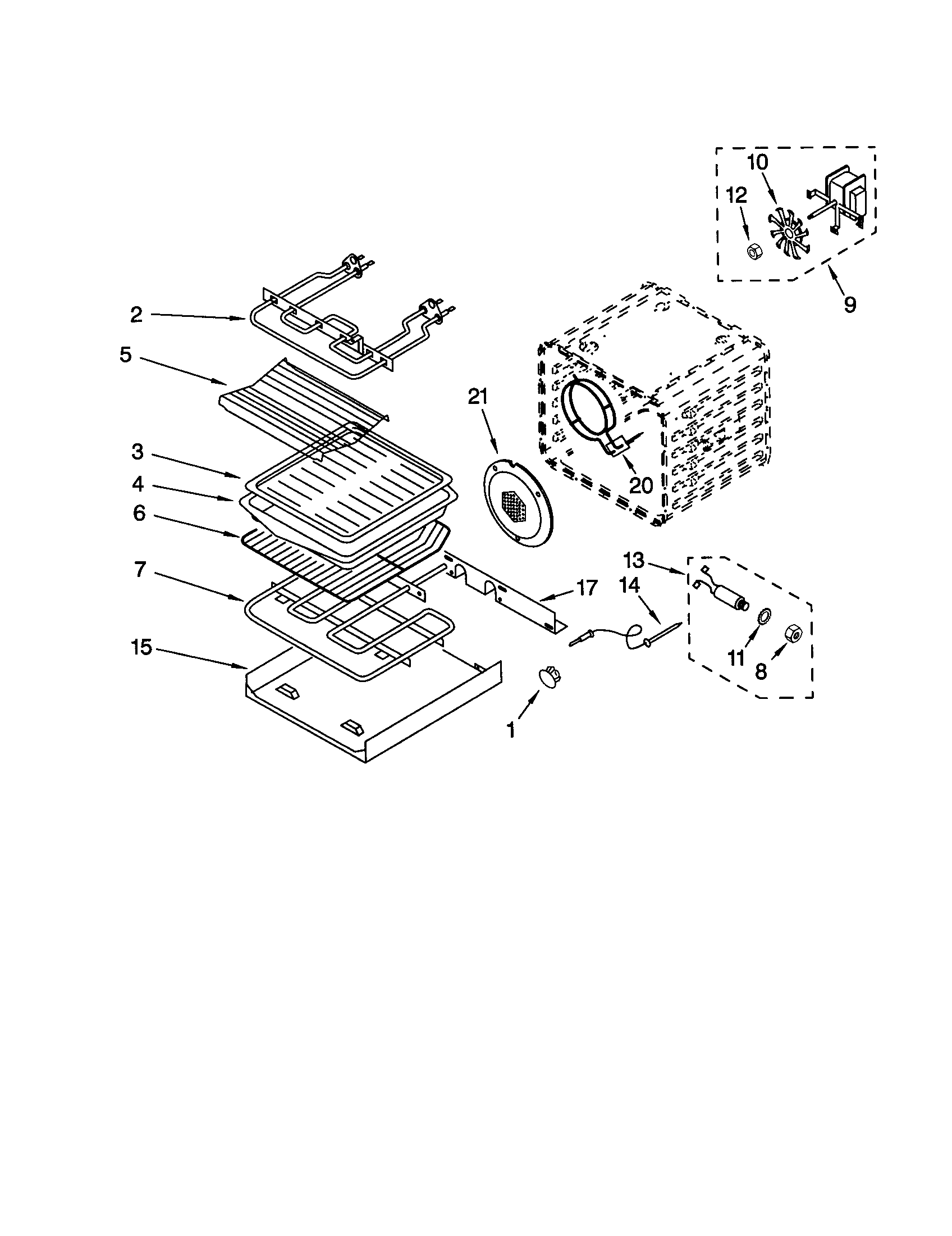 KitchenAid KEBS278DBS7 internal oven diagram