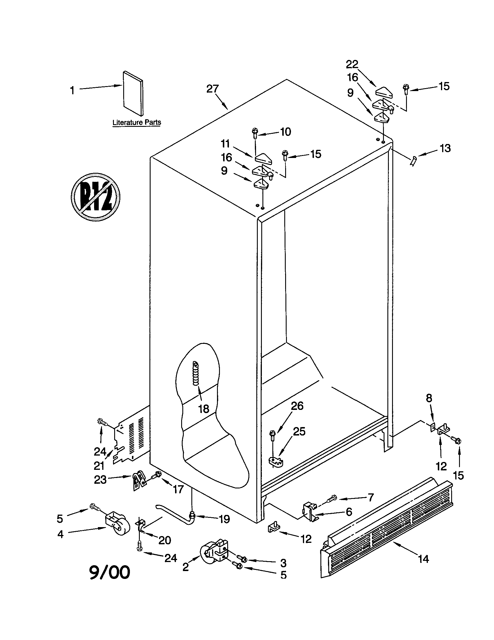 KitchenAid KSRS27QGWH03 cabinet diagram