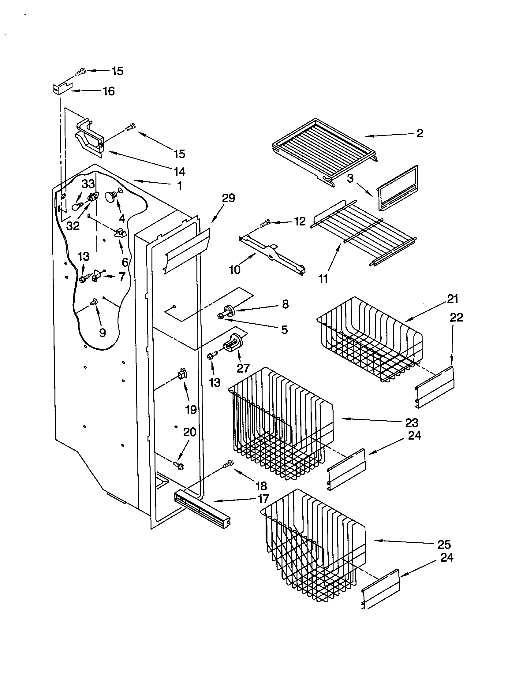 KitchenAid KSRS27QGWH03 freezer liner diagram