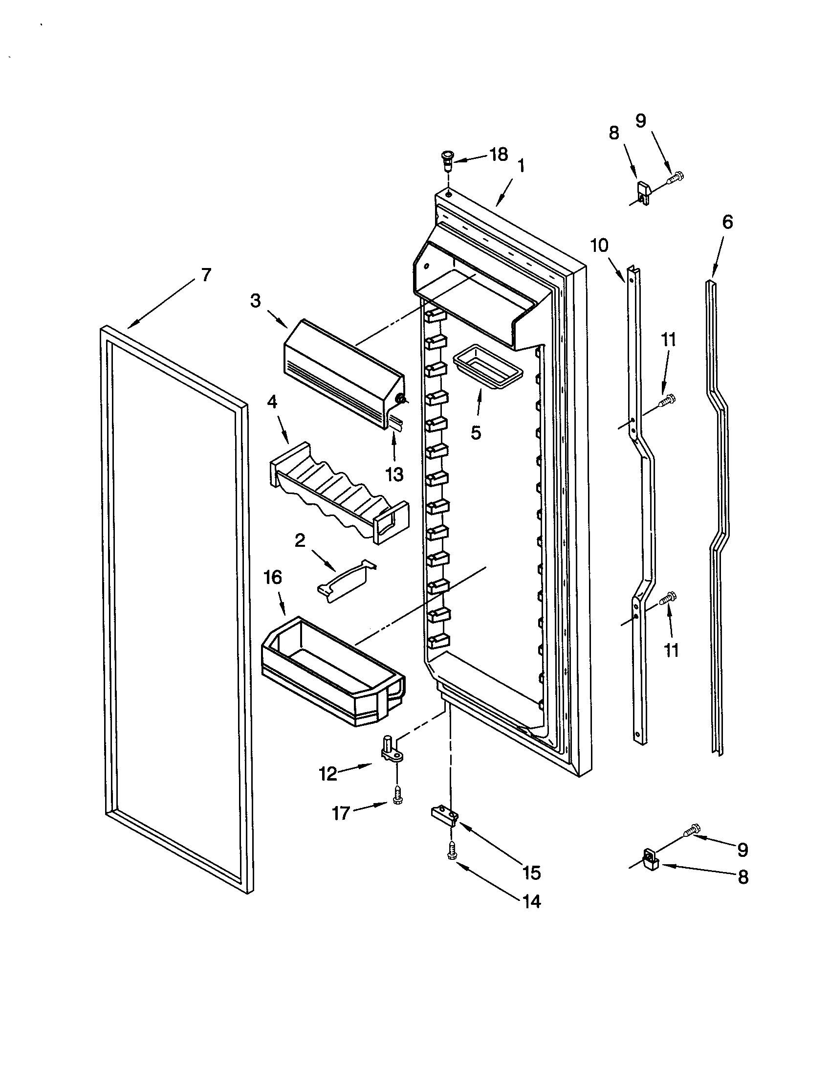 KitchenAid KSRS27QGWH03 refrigerator door diagram