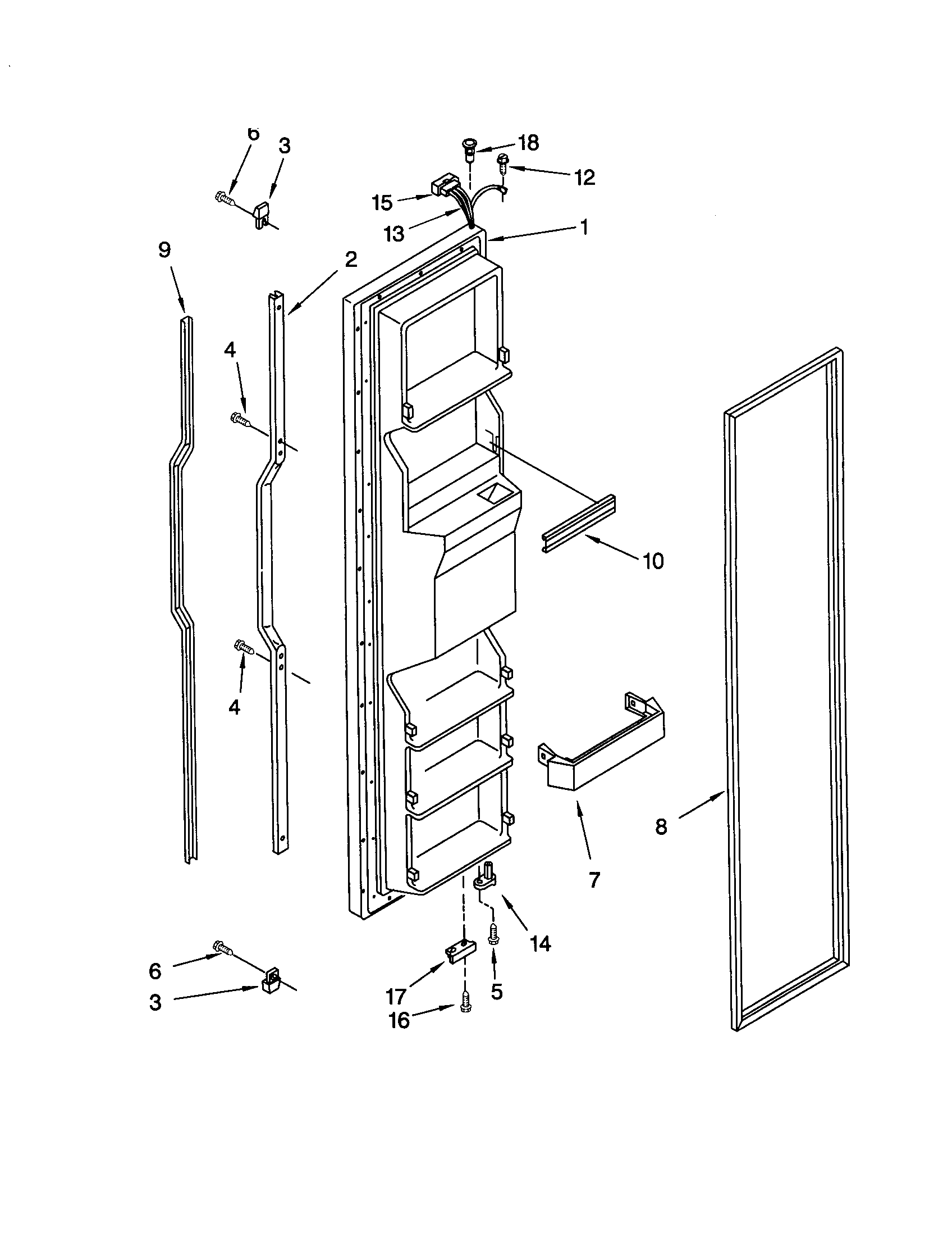 KitchenAid KSRS27QGWH03 freezer door diagram