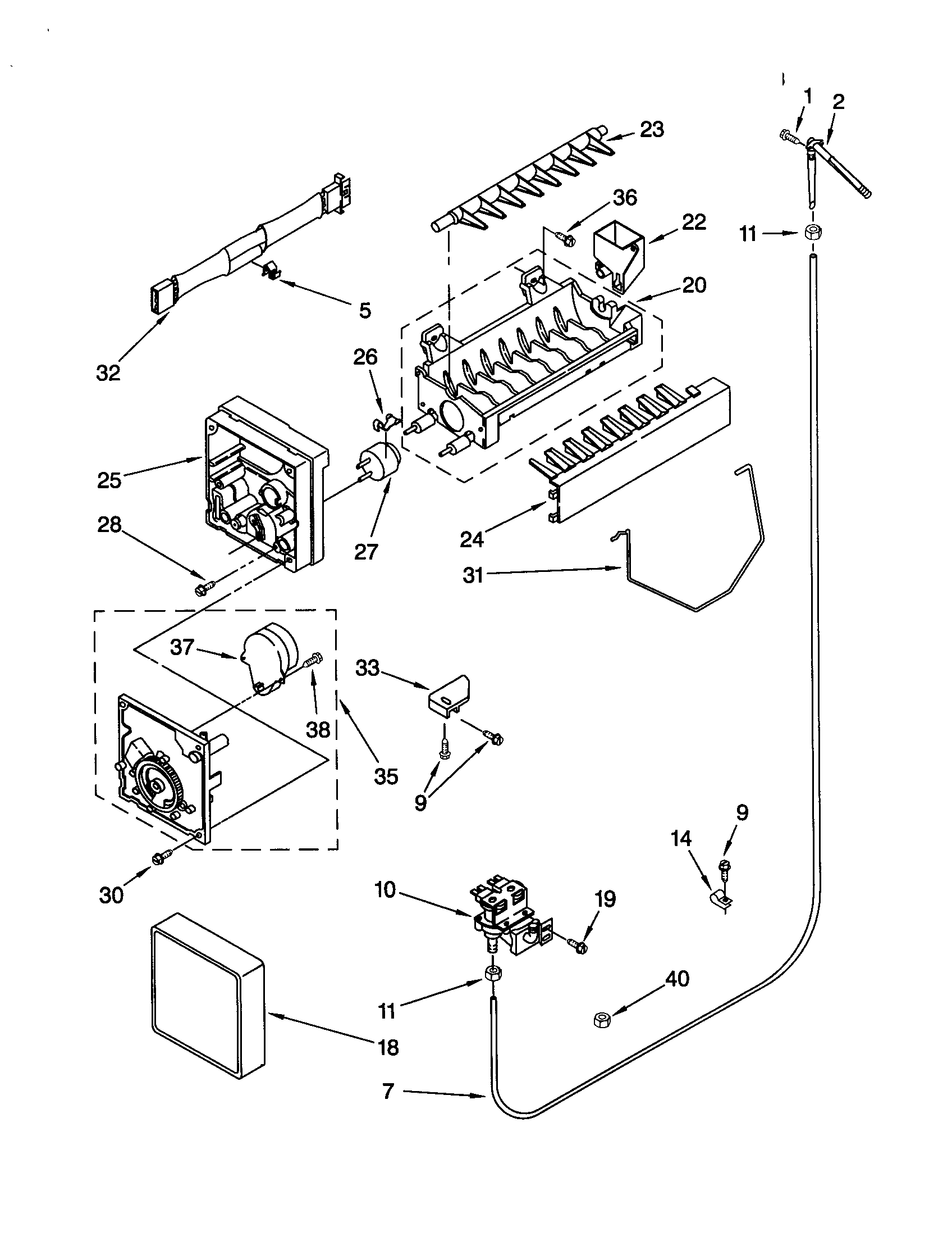 KitchenAid KSRS27QGWH03 icemaker diagram