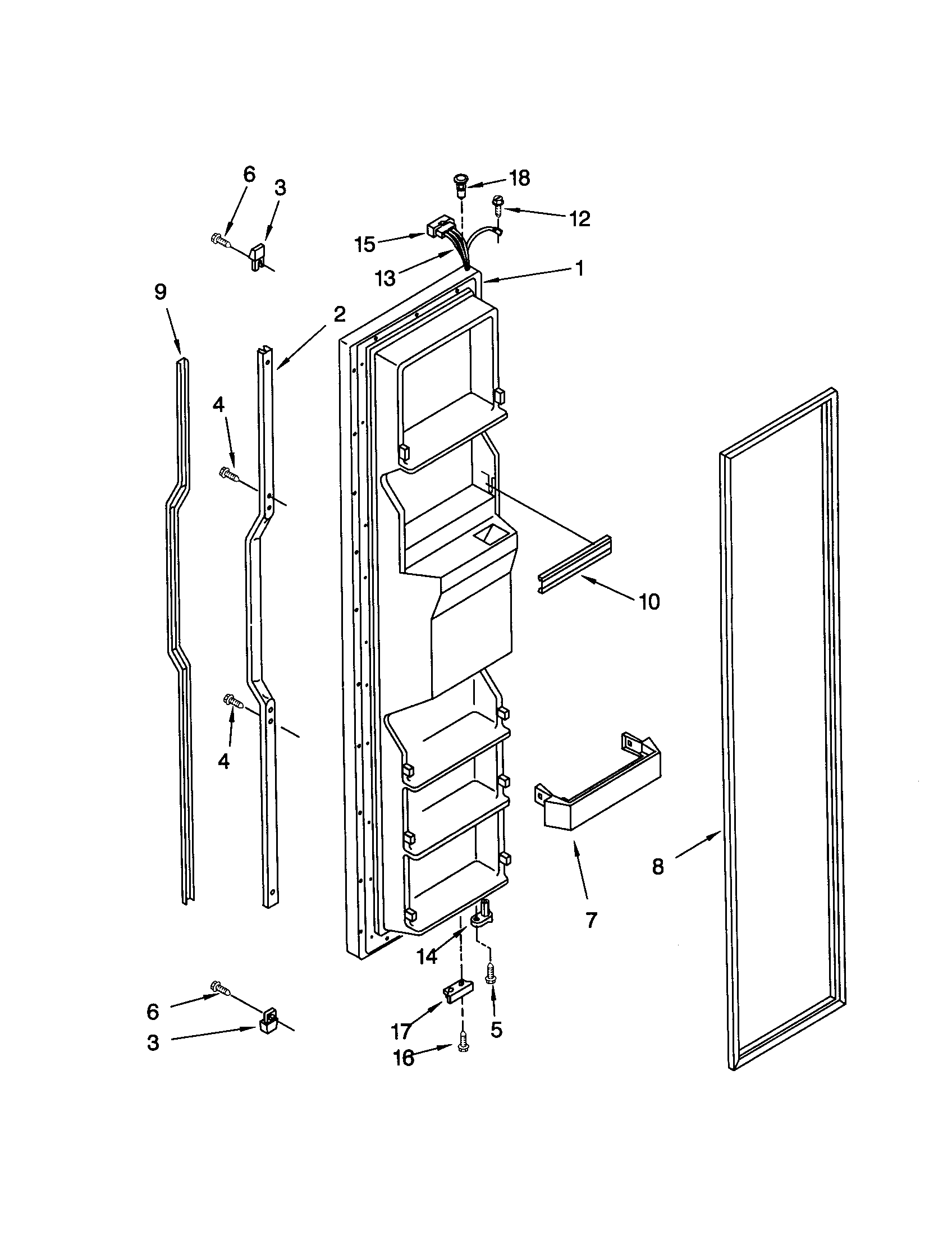 KitchenAid KSRS25FGWH02 freezer door diagram