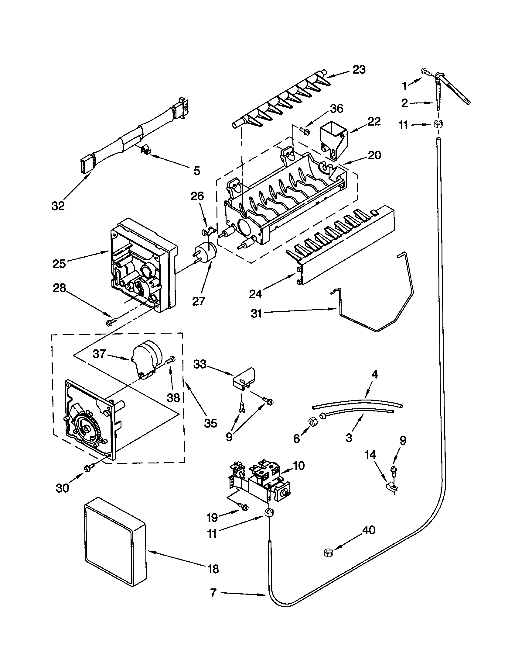 KitchenAid KSRS25FGWH02 icemaker diagram