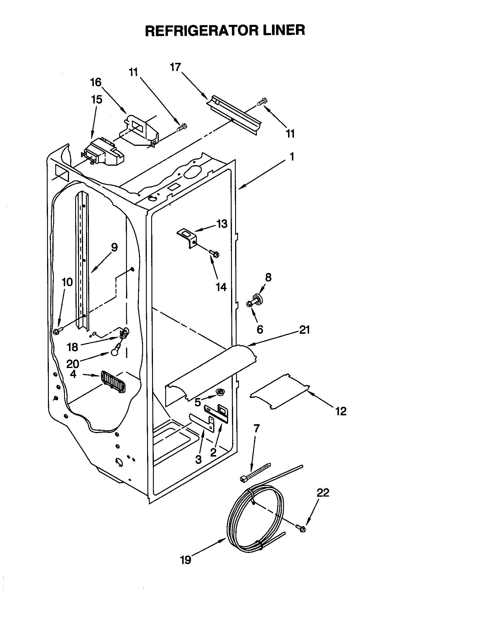 Kenmore 10650542001 refrigerator liner diagram